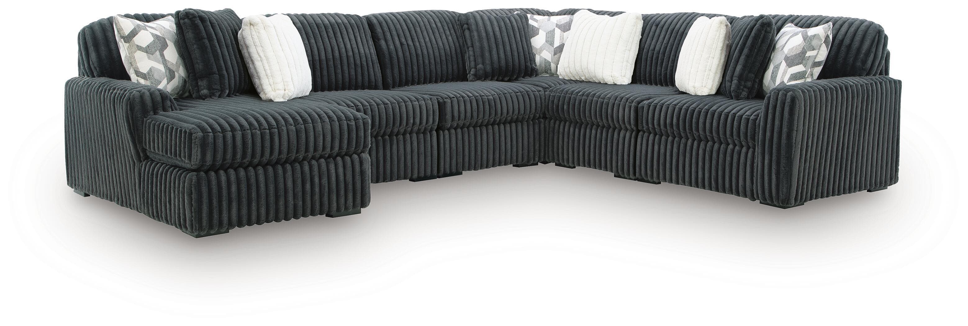 Midnight-Madness - 6-Piece Sectional With LAF Corner Chaise - Gunmetal