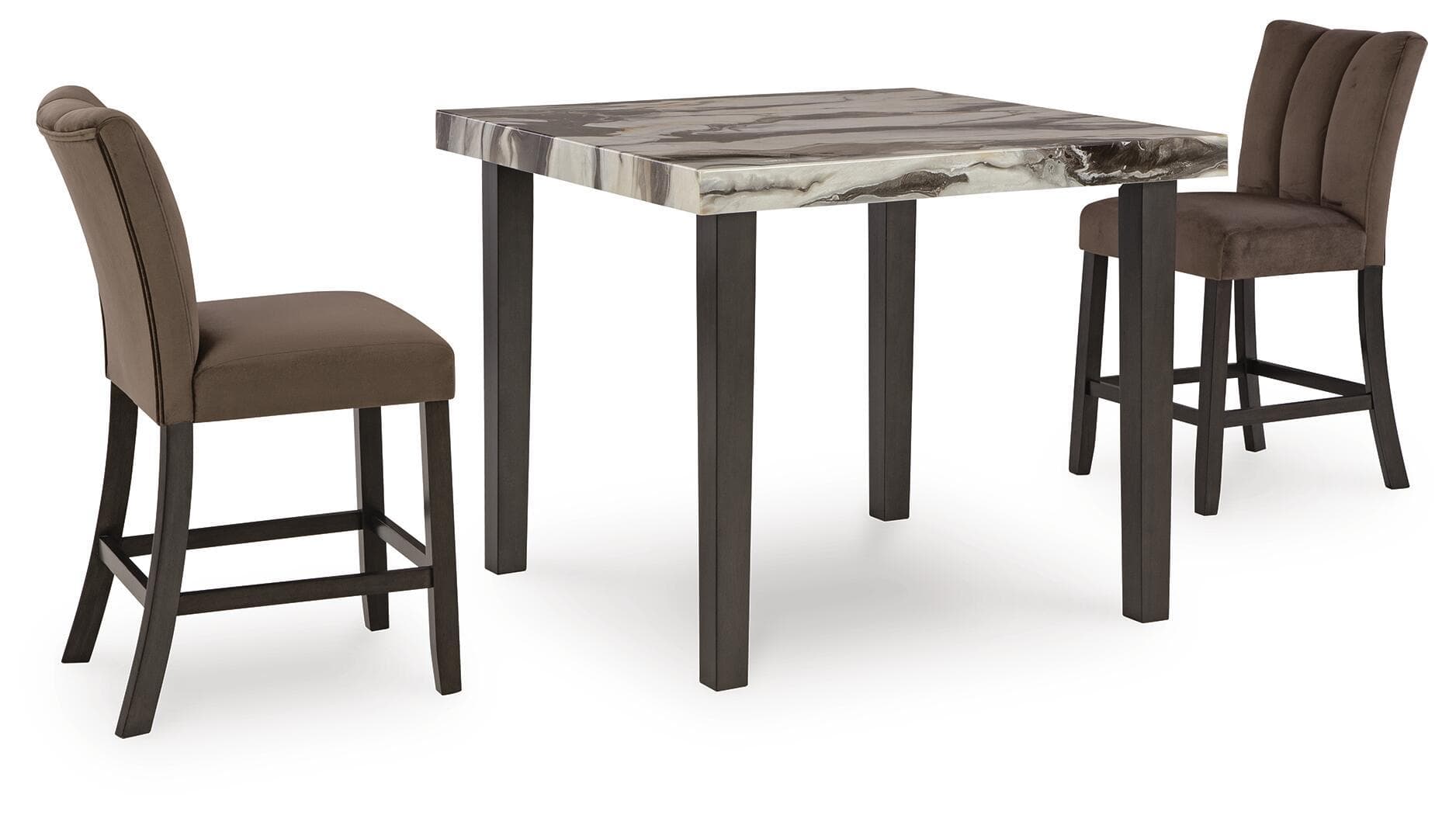 Jeshina - 3 Pc. - Counter Height Dining Table And 2 Barstools - Dark Brown / Beige