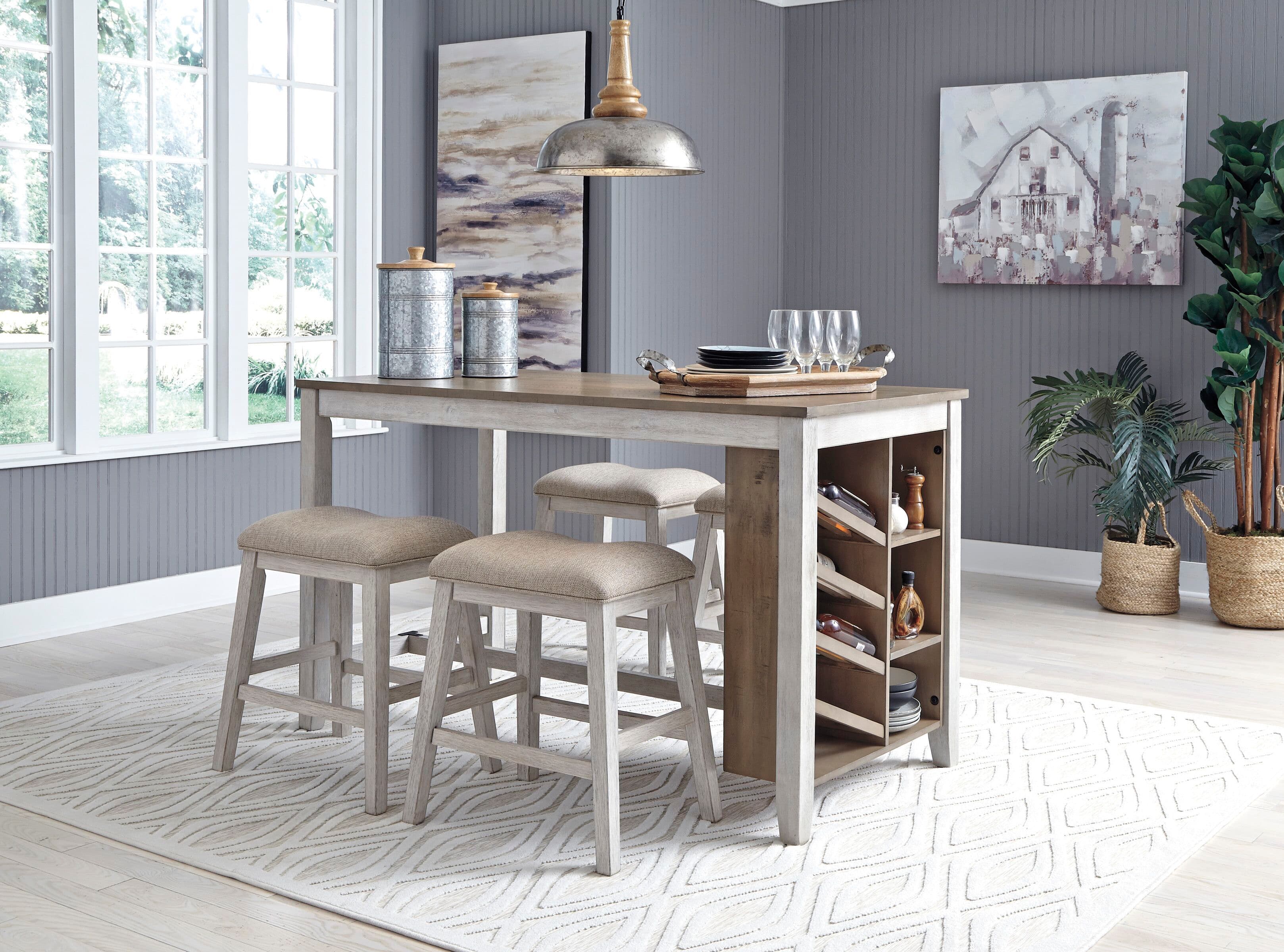 5 Pc. · Counter Table, 4 Upholstered Stools