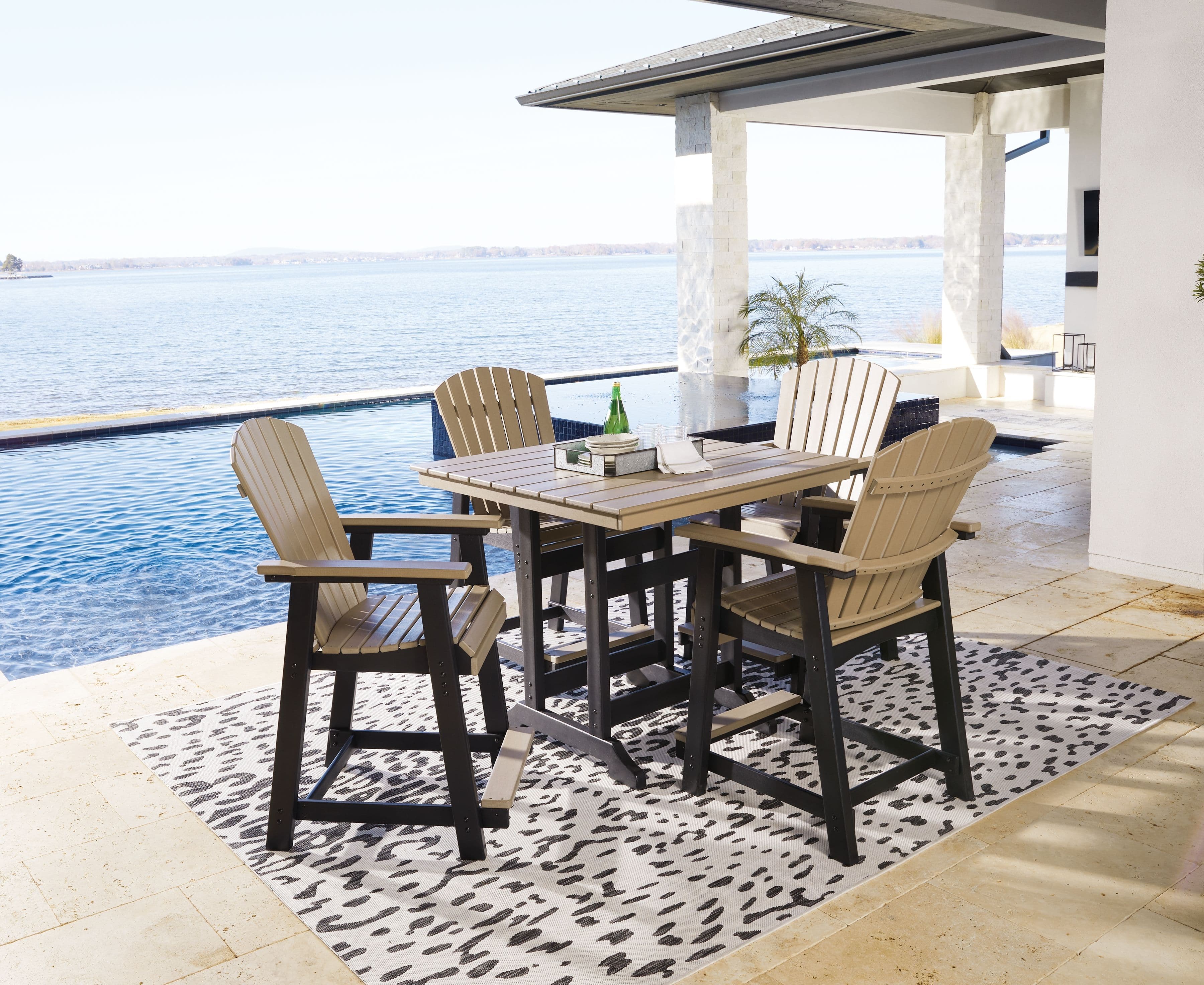 Fairen Trail - 5 Pc. - Counter Dining Set - Black / Driftwood