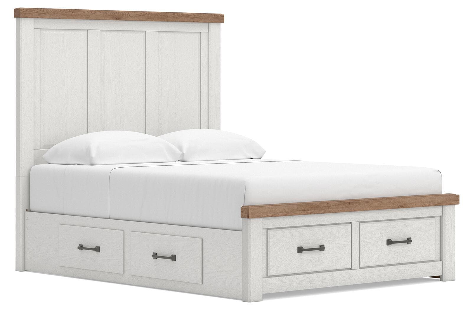 Queen Panel Storage Bed With Storage Footboard And 2 Under Bed Storage Units