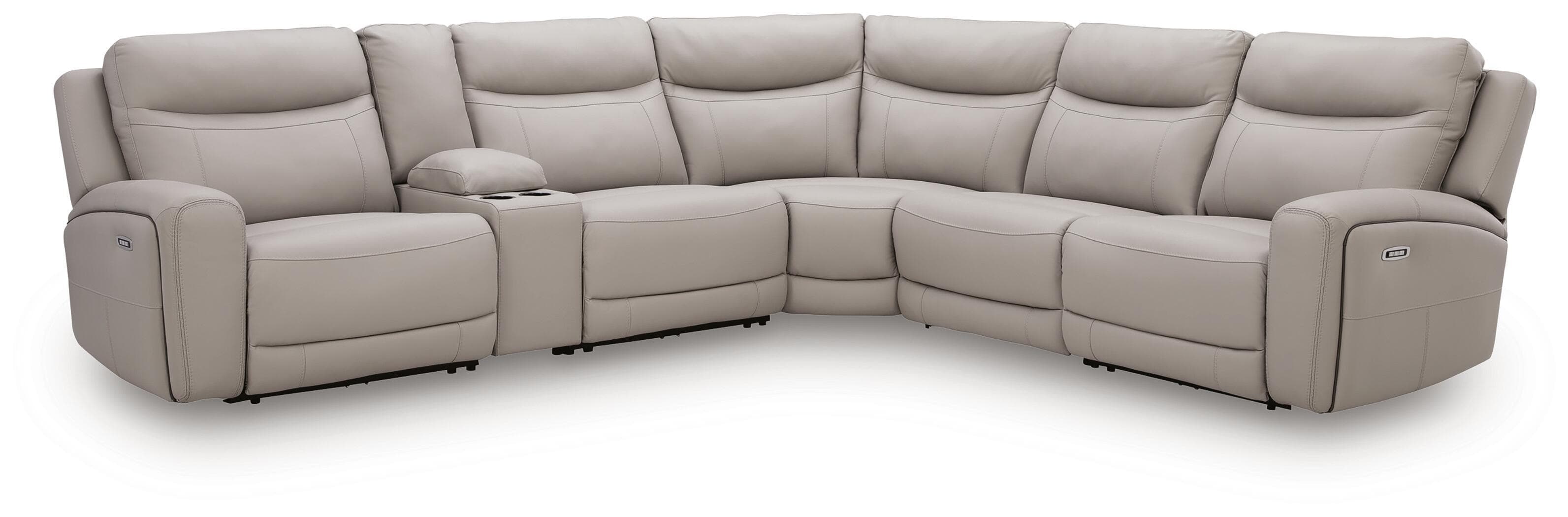 Gravier - 6-Piece Power Reclining Sectional With Storage Console - Gray