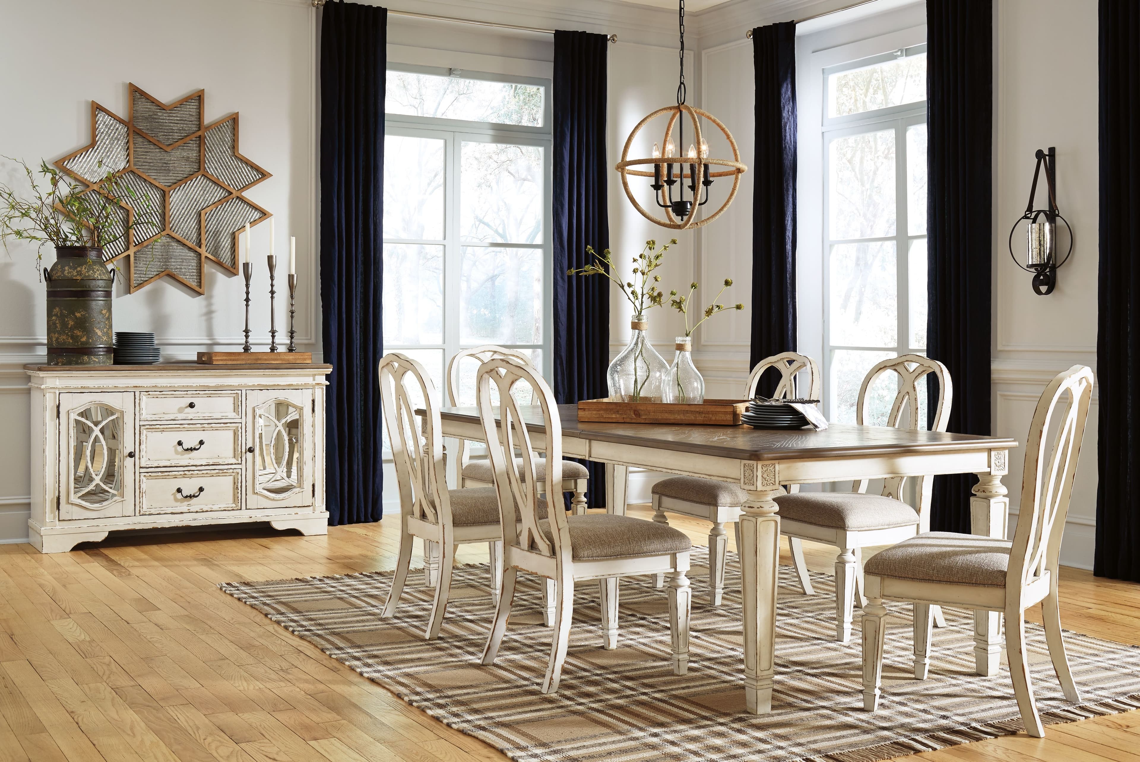7 Pc. · Extension Table, 6 Ribbon Backed Side Chairs