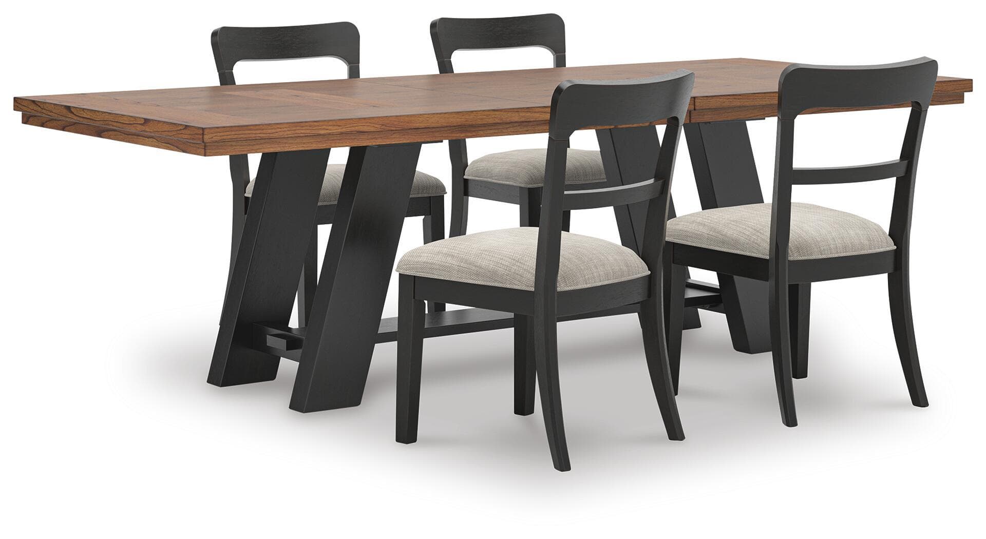 Greddinton - 5 Pc. - Extension Dining Table And 4 Upholstered Dining Side Chairs - Brown / Black