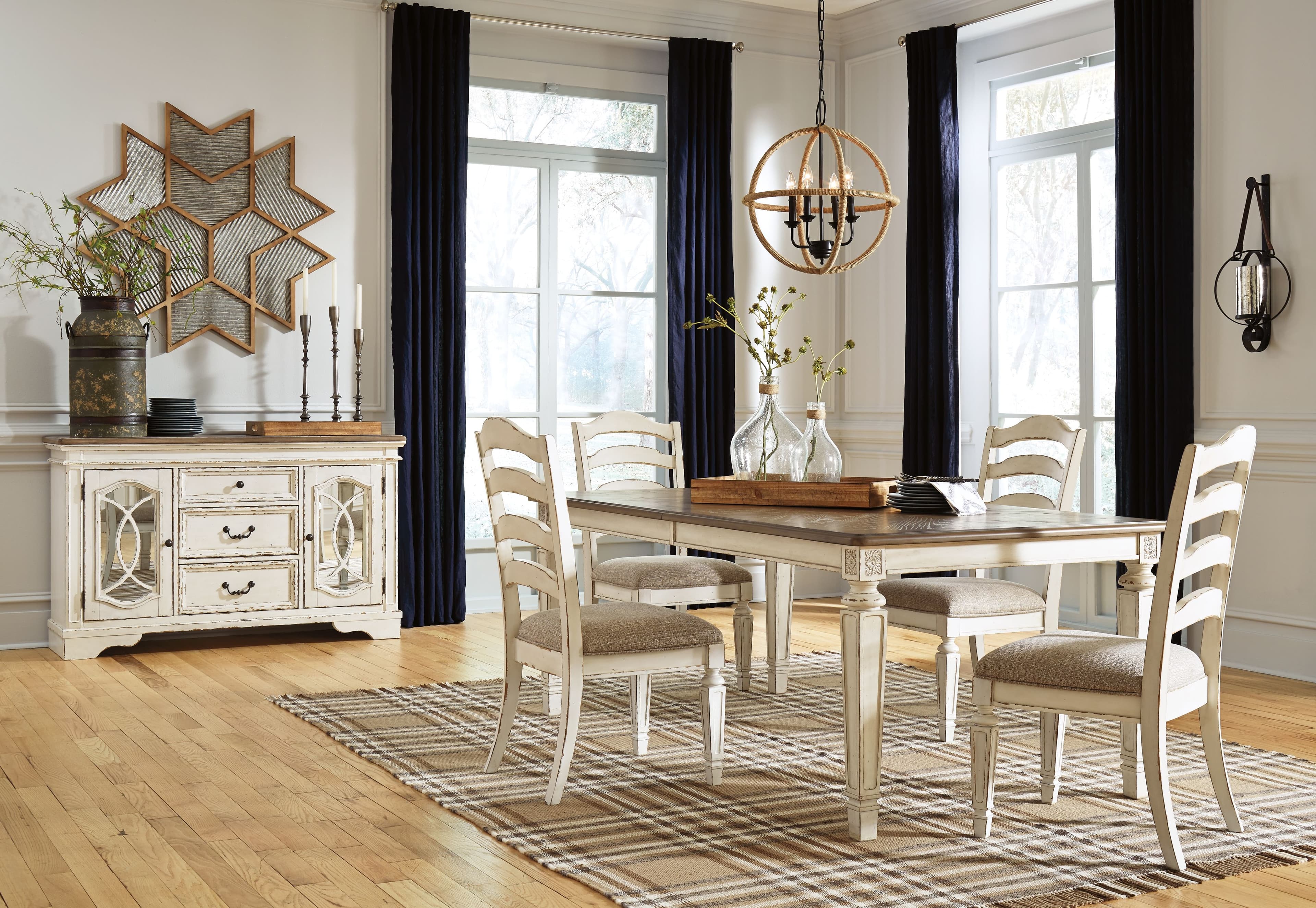 6 Pc. · Extension Table, 4 Ladderback Side Chairs, Server