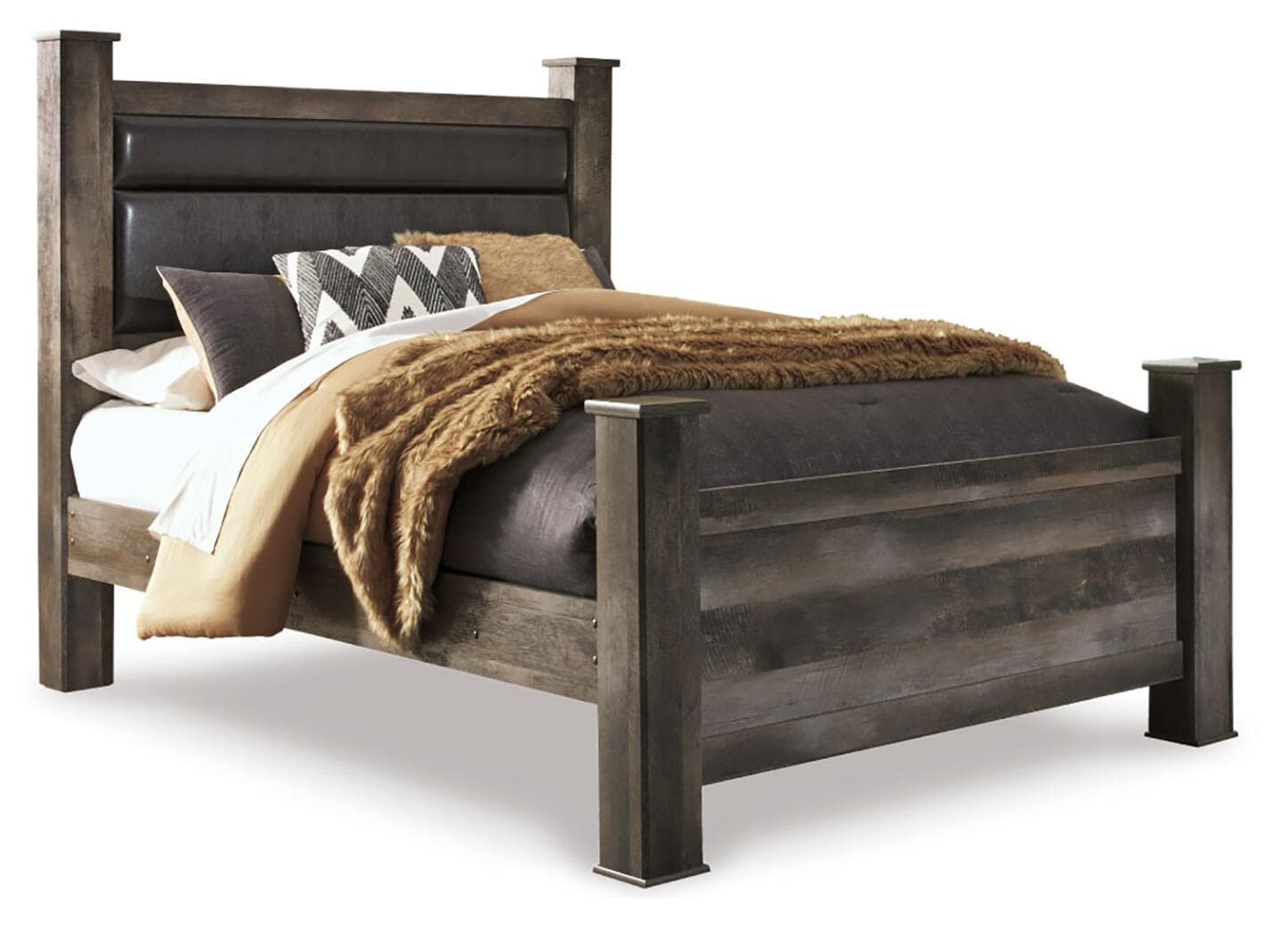 Wynnlow - Queen Upholstered Poster Bed - Gray