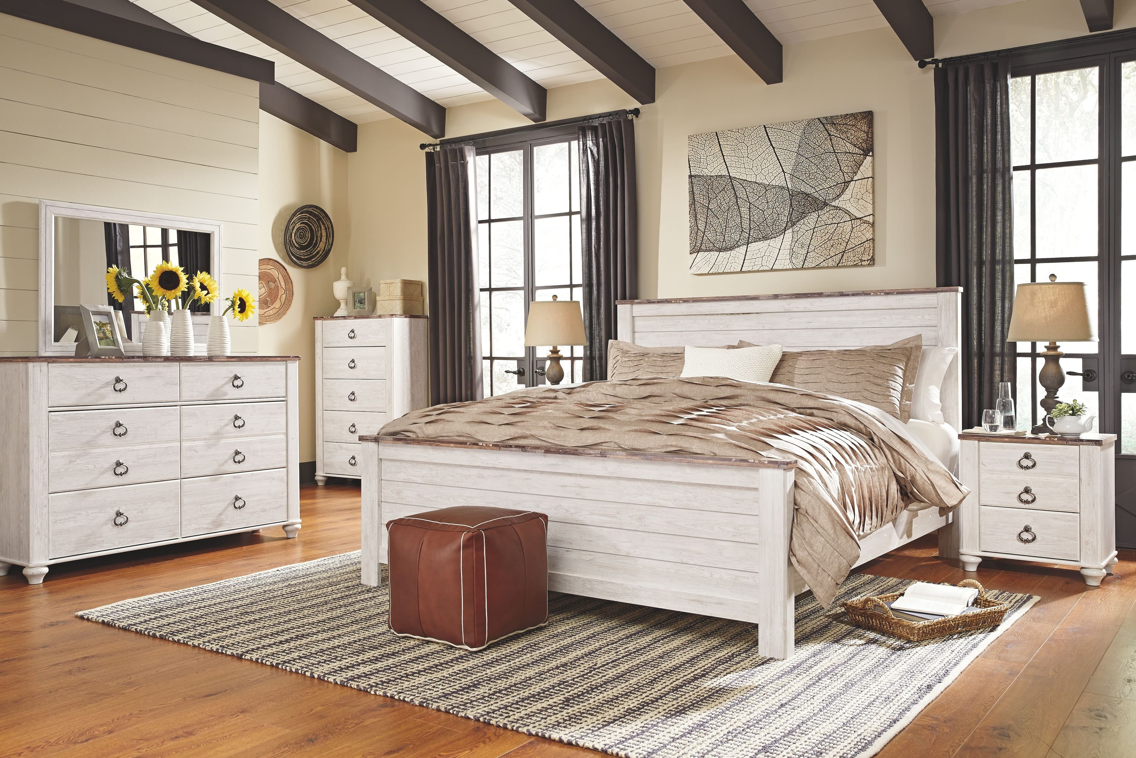 7 Pc. · Dresser, Mirror, California King Panel Bed, 2 Nightstands