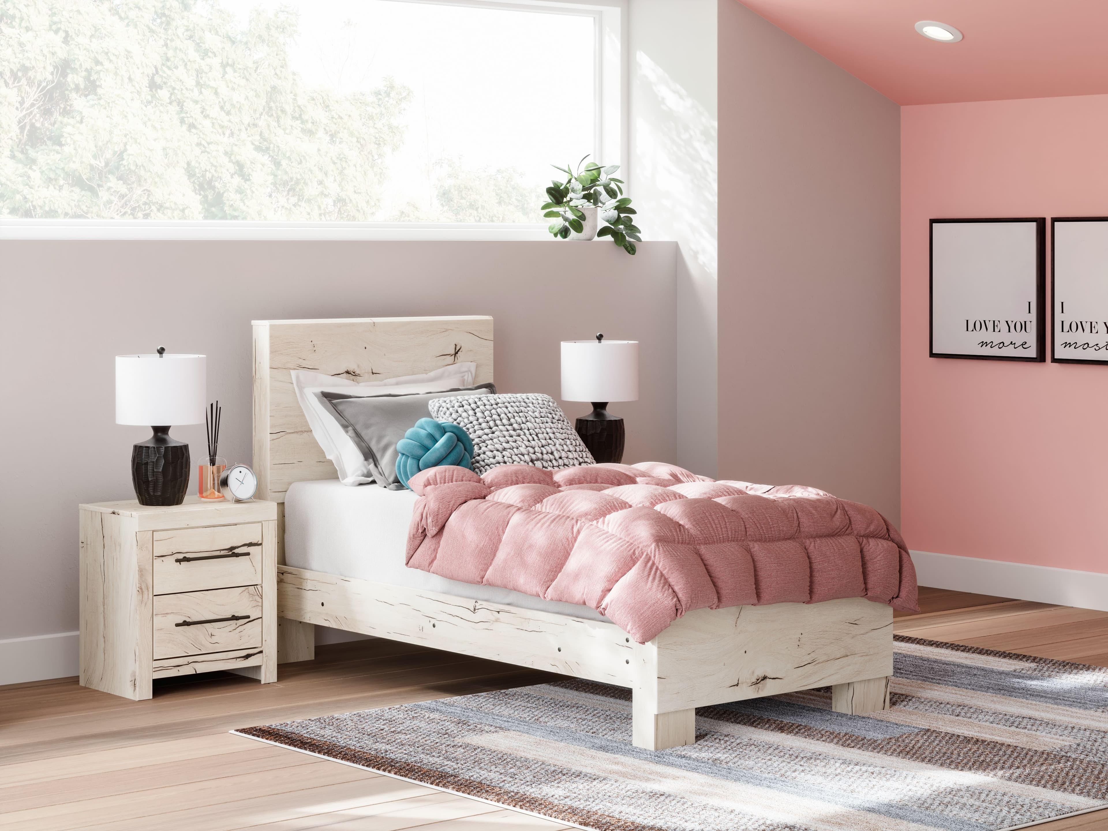 Lawroy - Twin Panel Bed - Light Natural