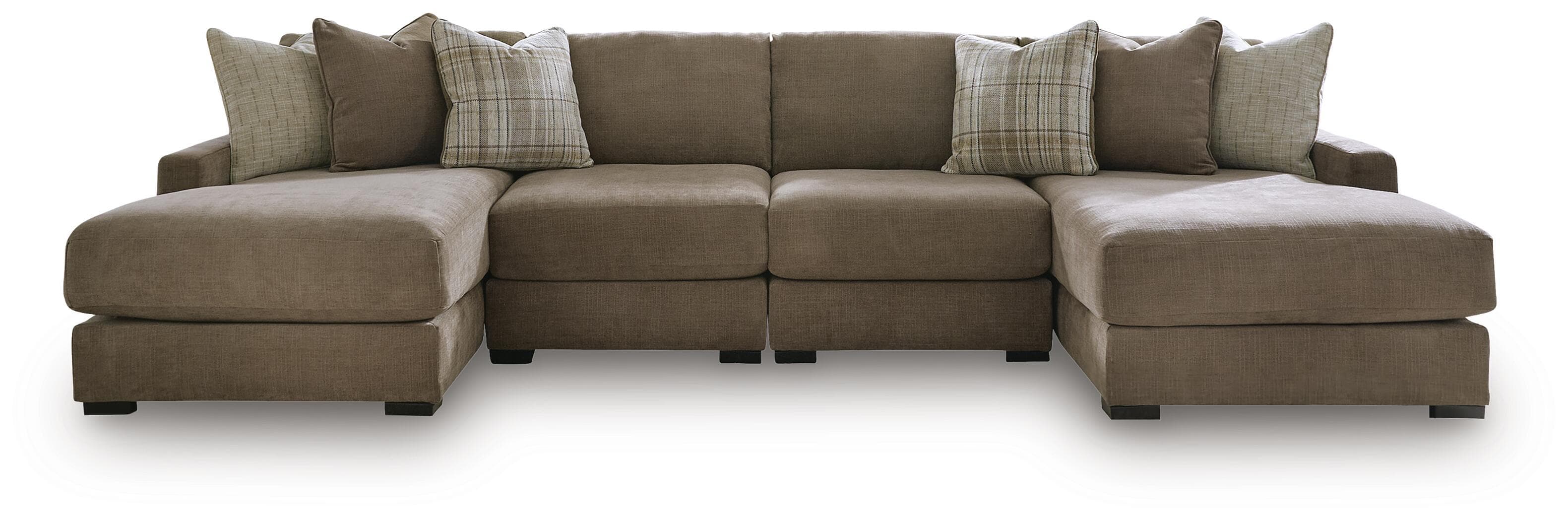 Camellia-Court - 4-Piece Double Chaise Sectional - Coffee