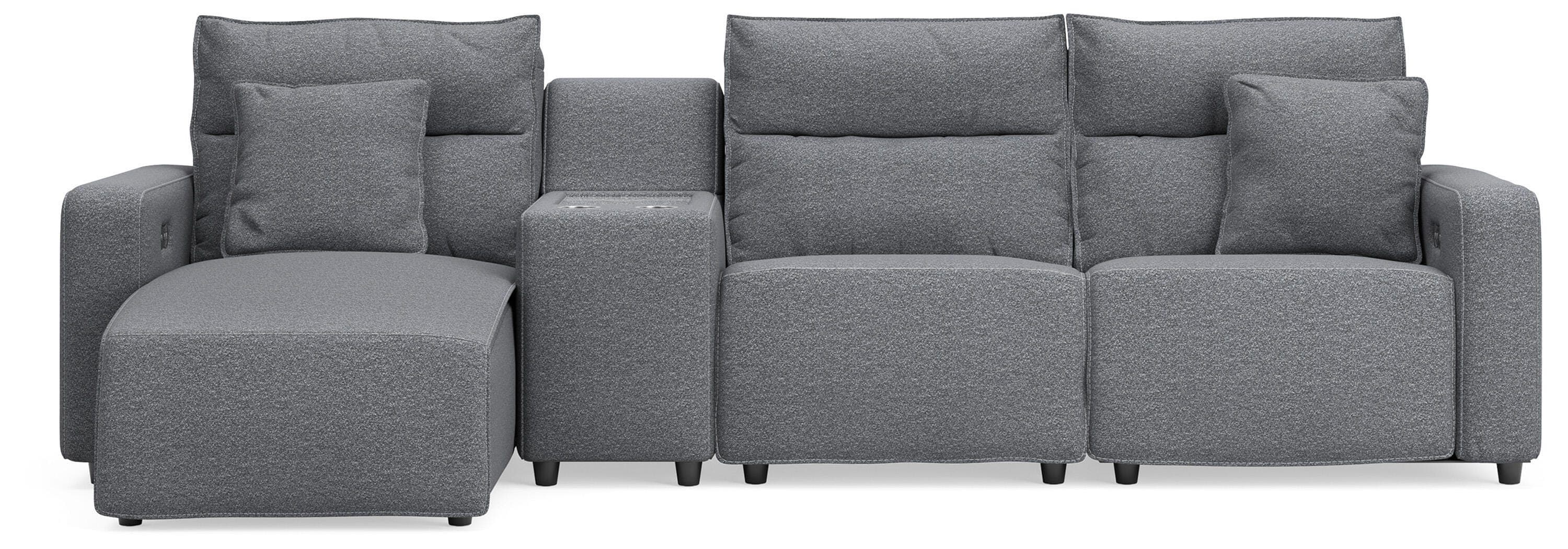 4-Piece Power Reclining Sectional With LAF Press Back Power Chaise And Console · SaltAnd Pepper
