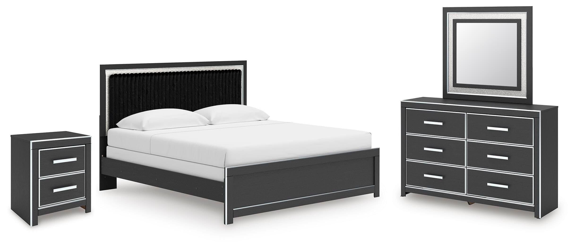Zuraleus - 4 Pc. - King Panel Bed, Dresser, Mirror And Nightstand - Black