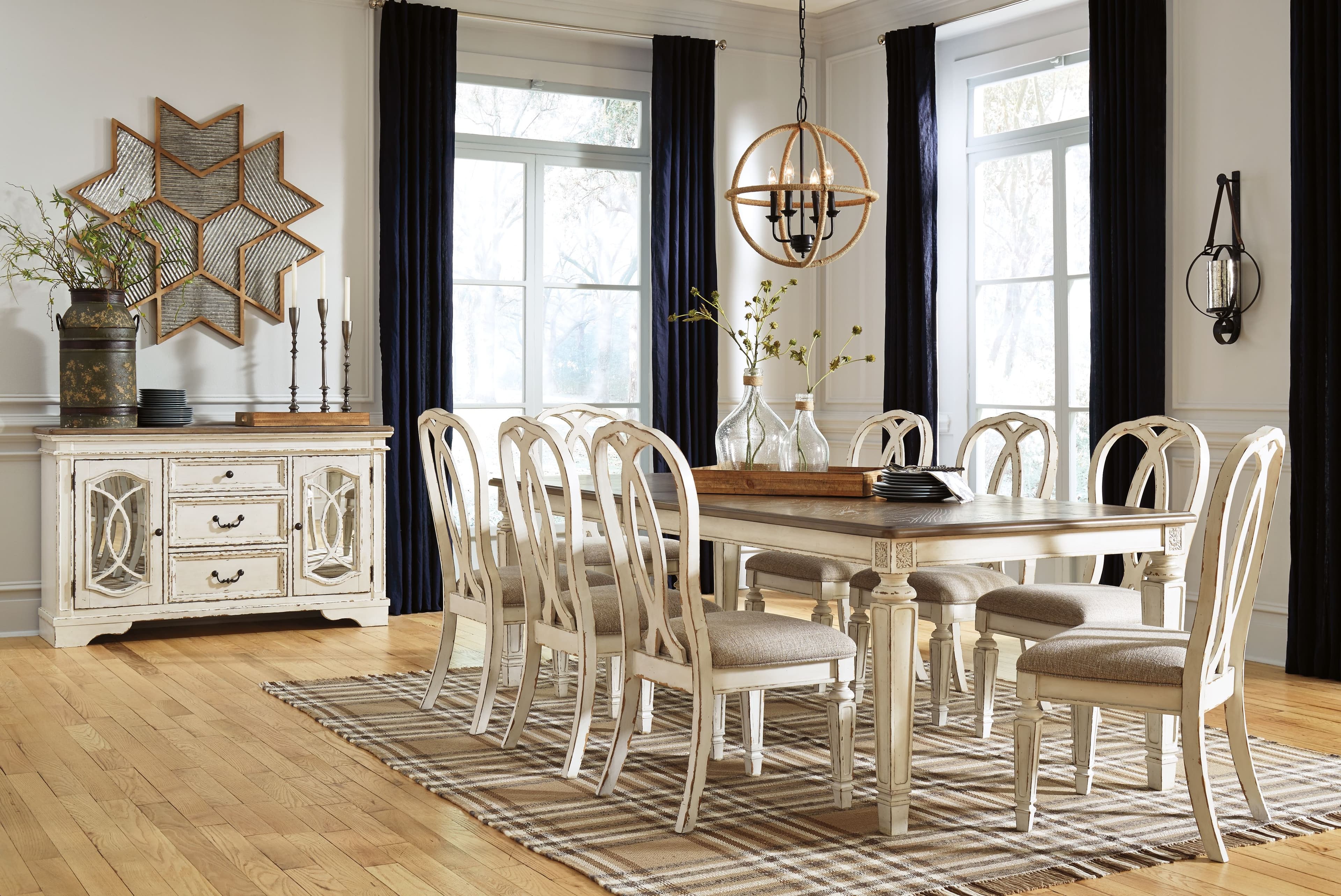 9 Pc. · Extension Table, 8 Ribbon Back Side Chairs