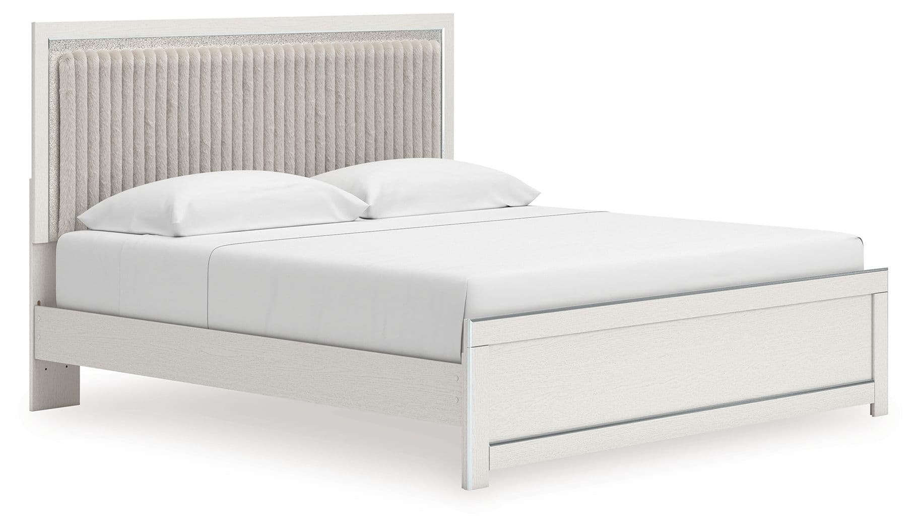 Zuraleus - King Upholstered Panel Platform Bed With Roll Slats - White
