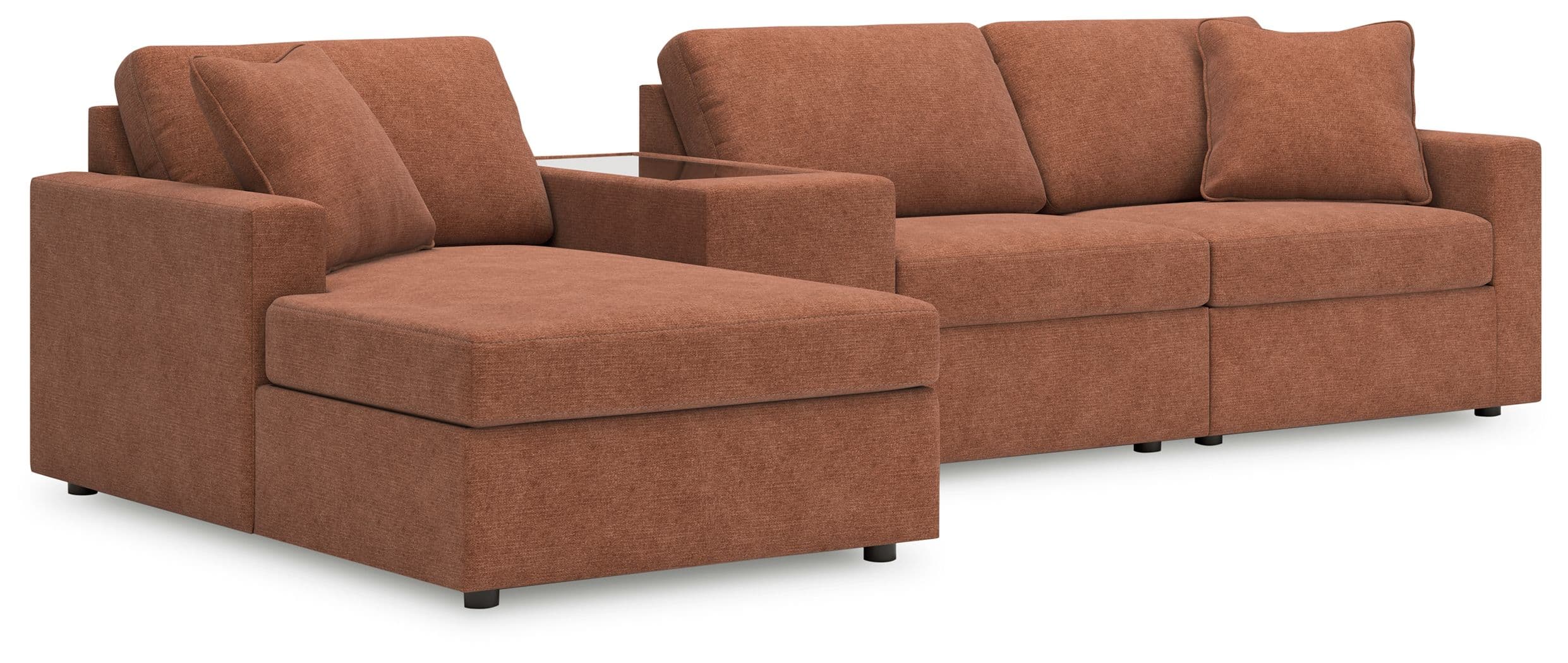 4-Piece Sectional With Laf Corner Chaise And Storage Console