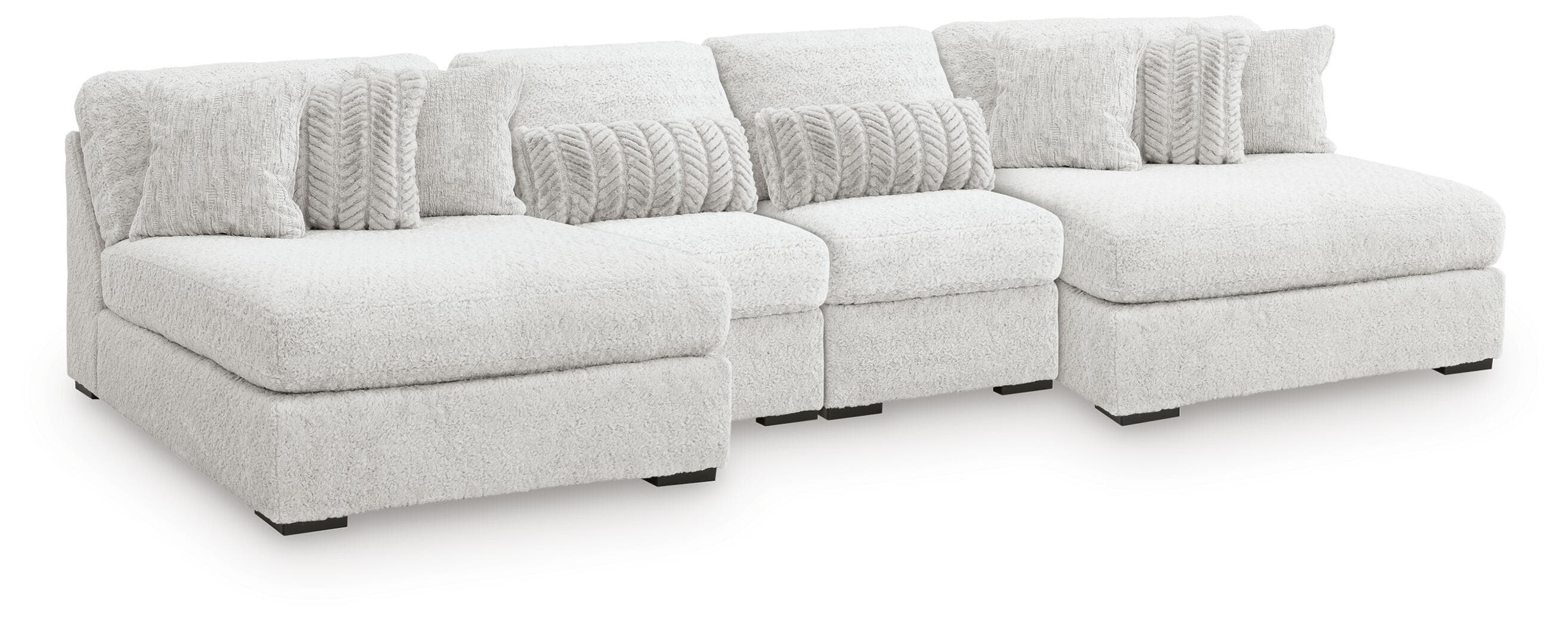 Cuddle Plush - 4-Piece Sectional With 2 Armless Chaises - Arctic