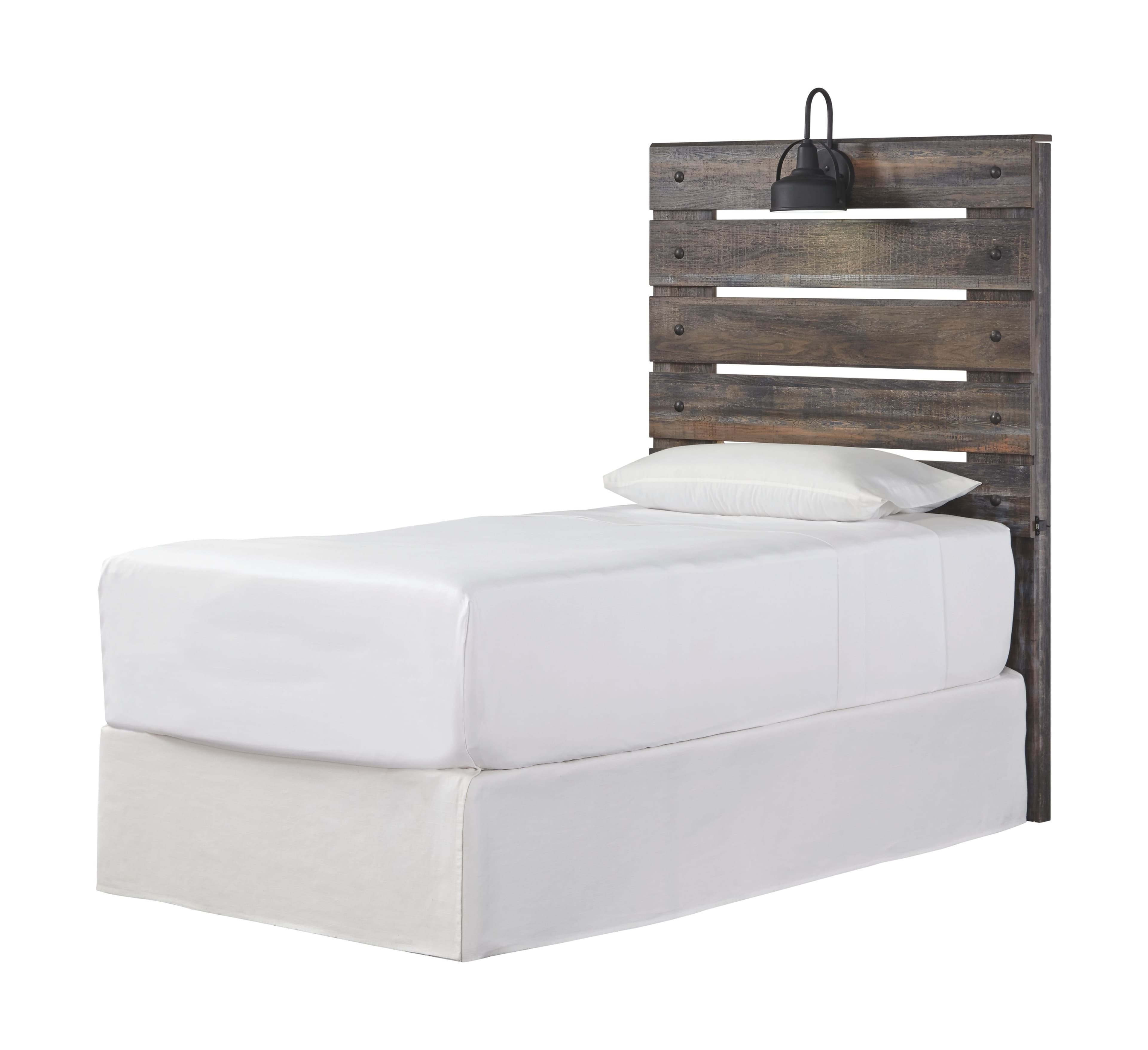Drystan - Twin Panel Headboard with Bolt on Bed Frame - Brown / Beige