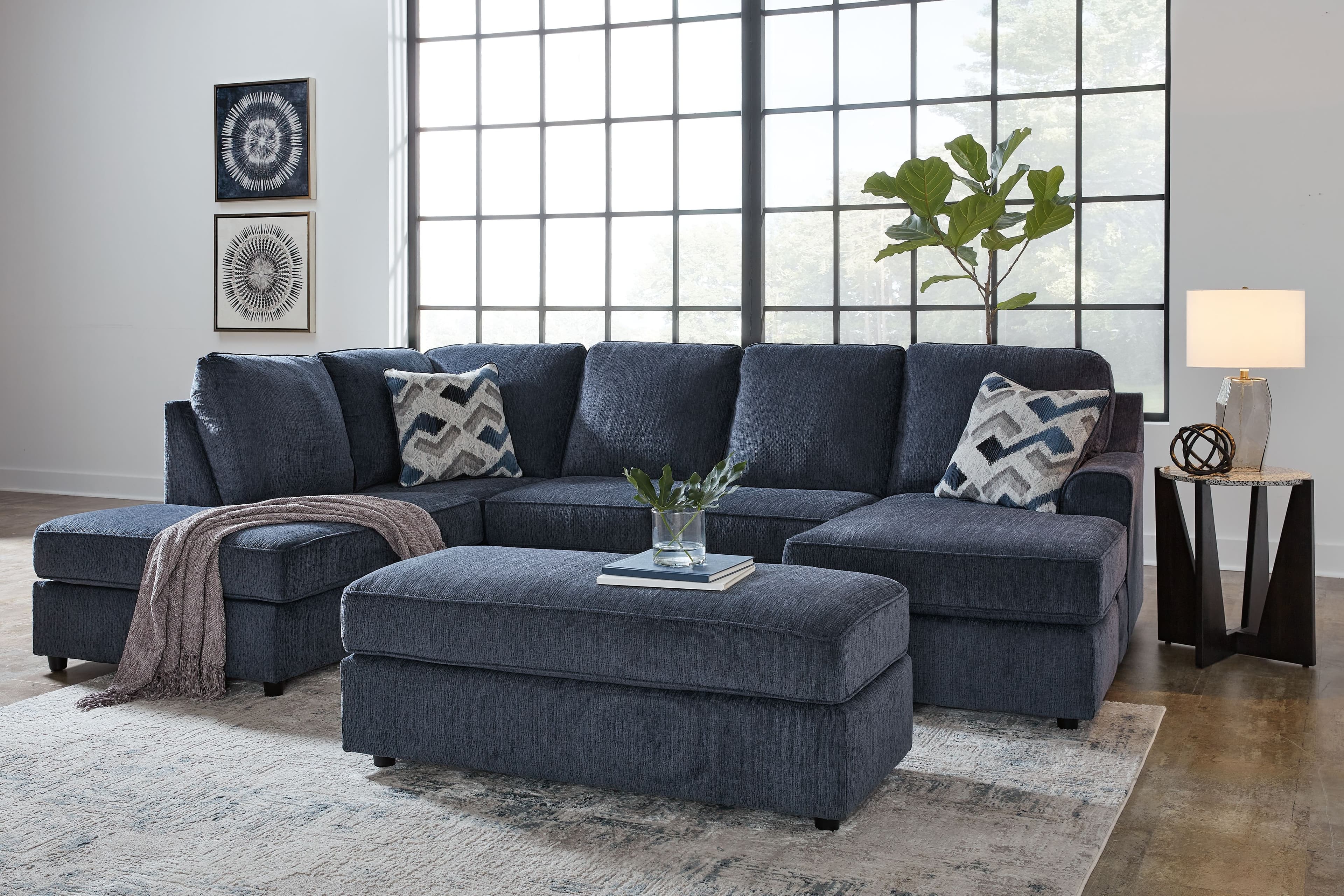 2-Piece Sectional With Raf Sofa Chaise, Ottoman