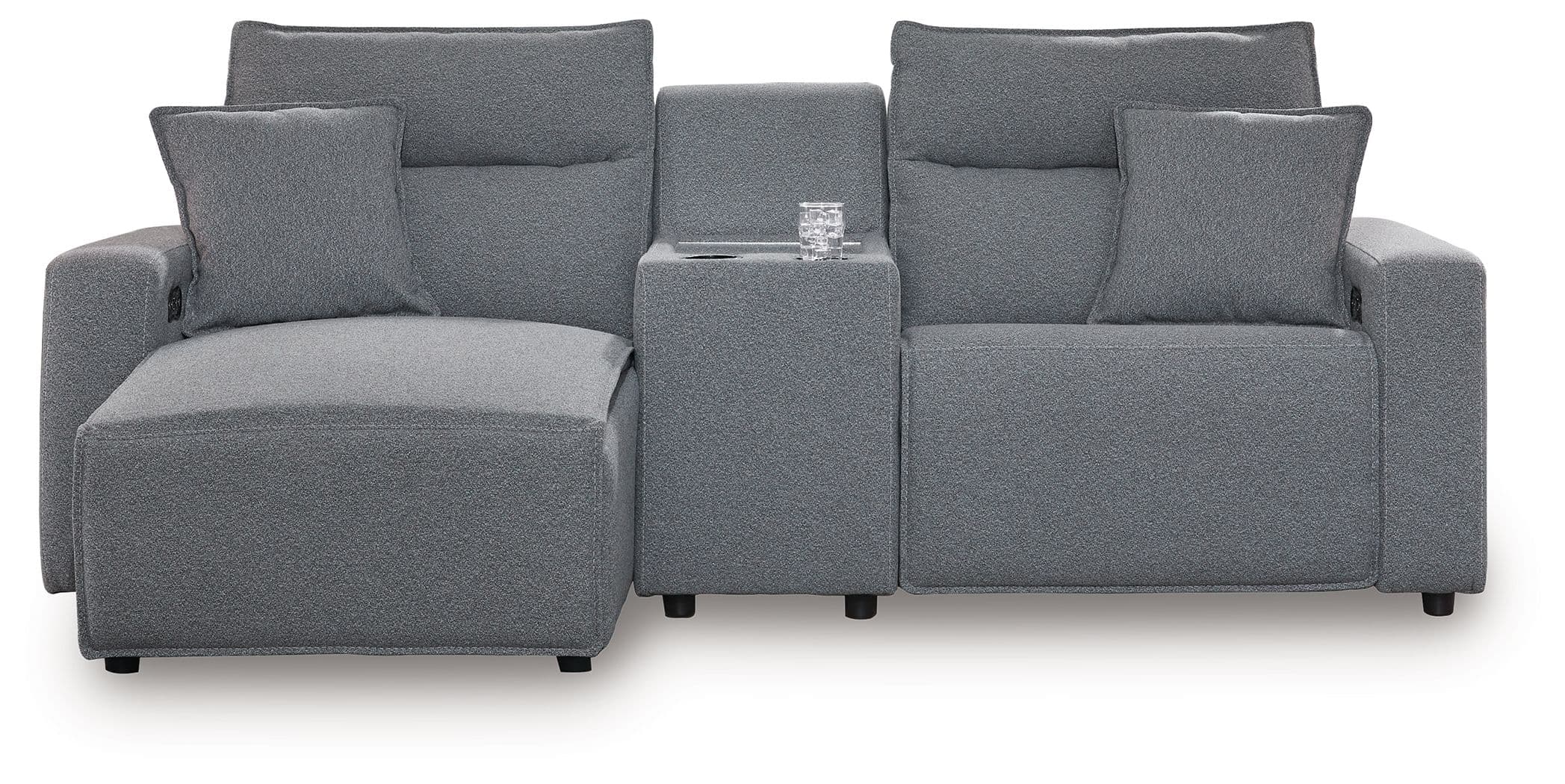 3-Piece Power Reclining Sectional With LAF Press Back Power Chaise And Console · Salt And Pepper