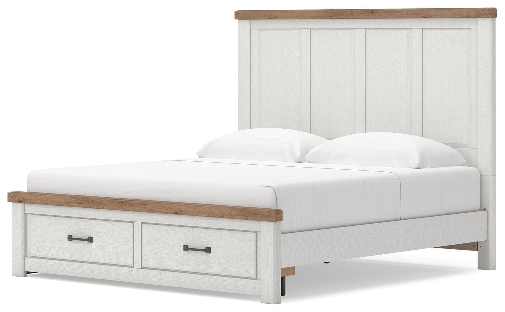 King Panel Storage Bed With Storage Footboard