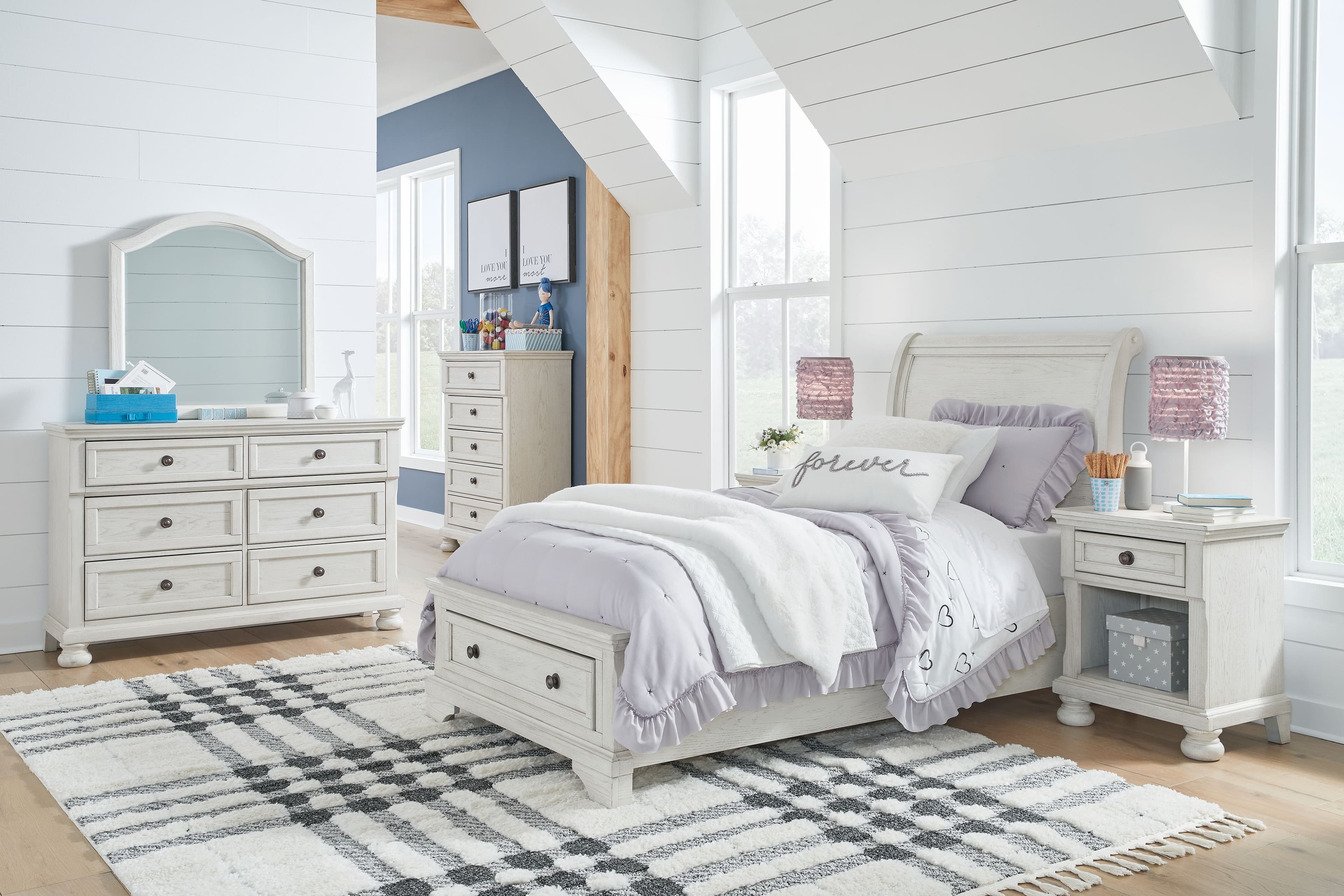 6 Pc. · Dresser, Mirror, Chest, Twin Sleigh Storage Bed