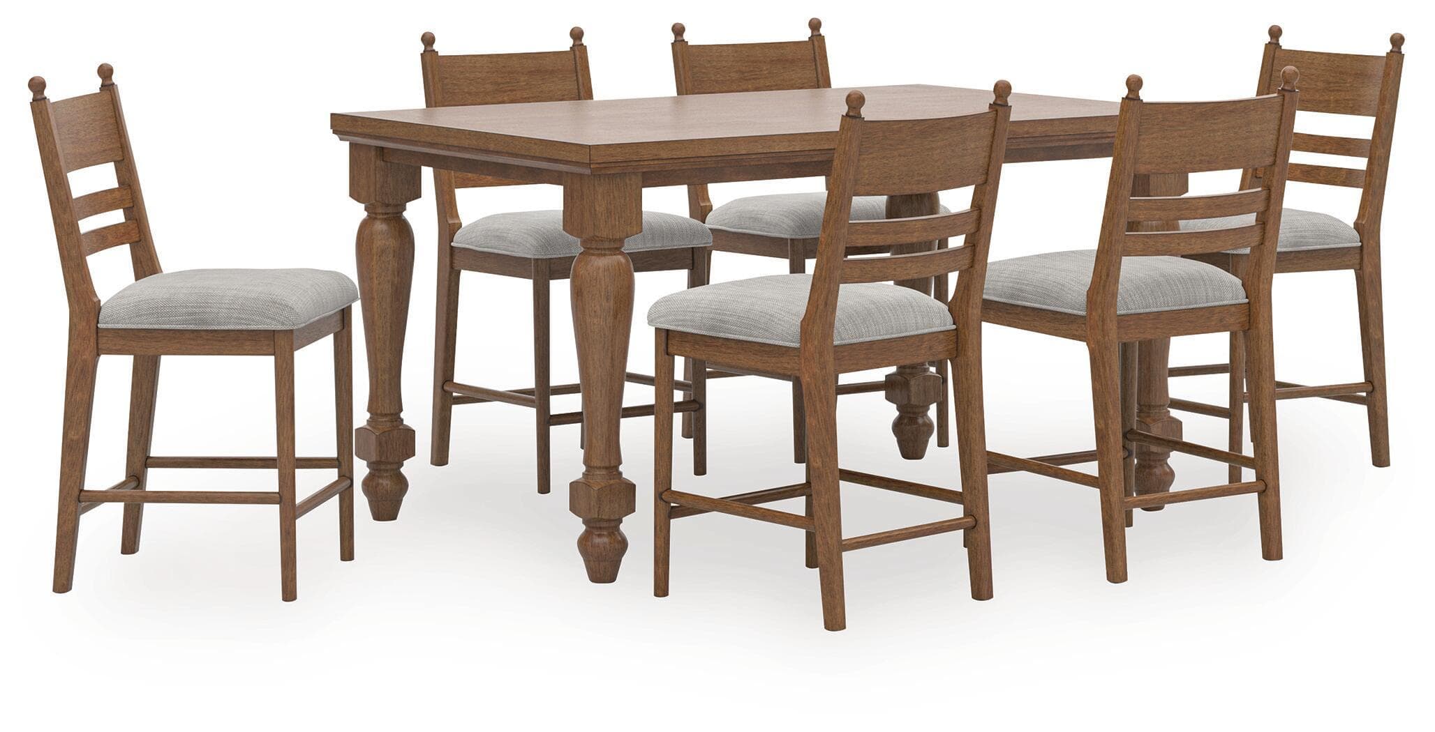 Greddinton - 7 Pc. - Counter Height Dining Table And 6 Upholstered Barstools - Brown