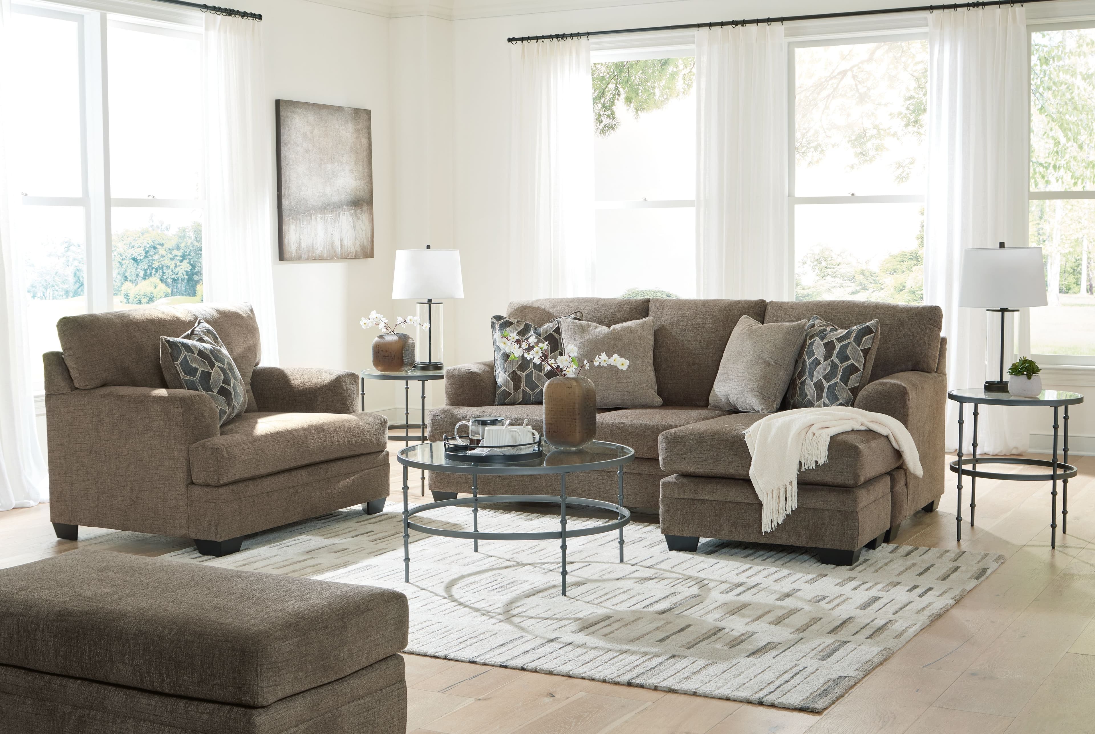 Stonemeade - 3 Pc. - Sofa Chaise, Chair And A Half, Ottoman - Nutmeg