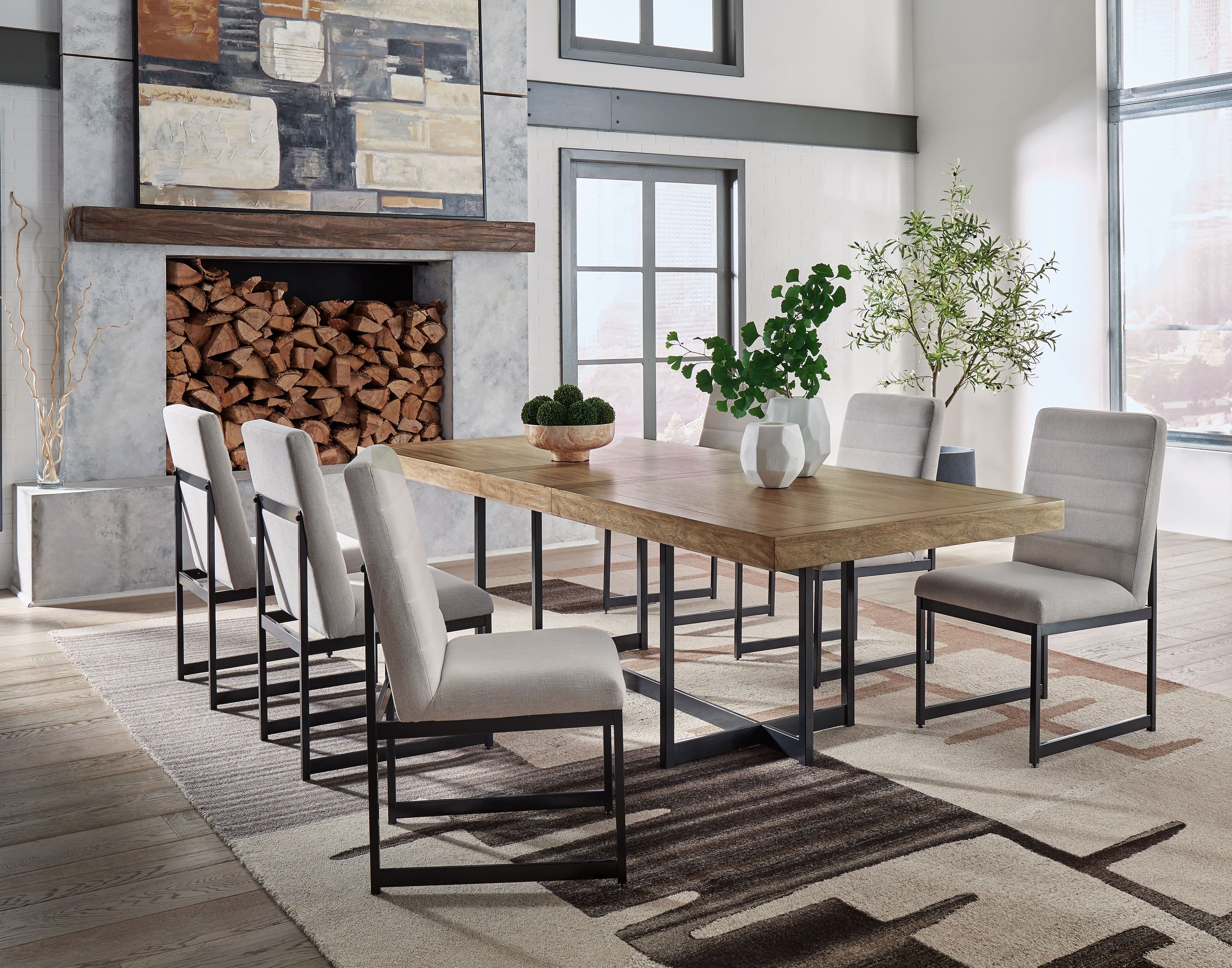 7 Pc. · Rectangular Dining Extension Table, 6 Side Chairs