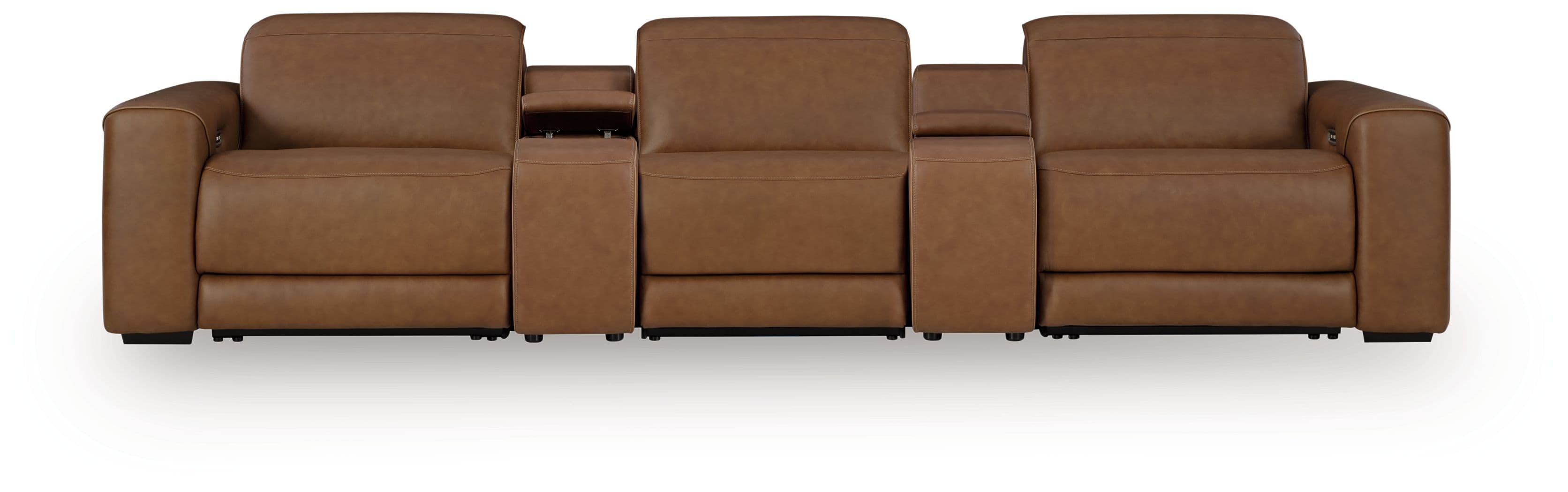 Magic Man - 5-Piece Power Reclining Sectional With 2 Consoles - Caramel