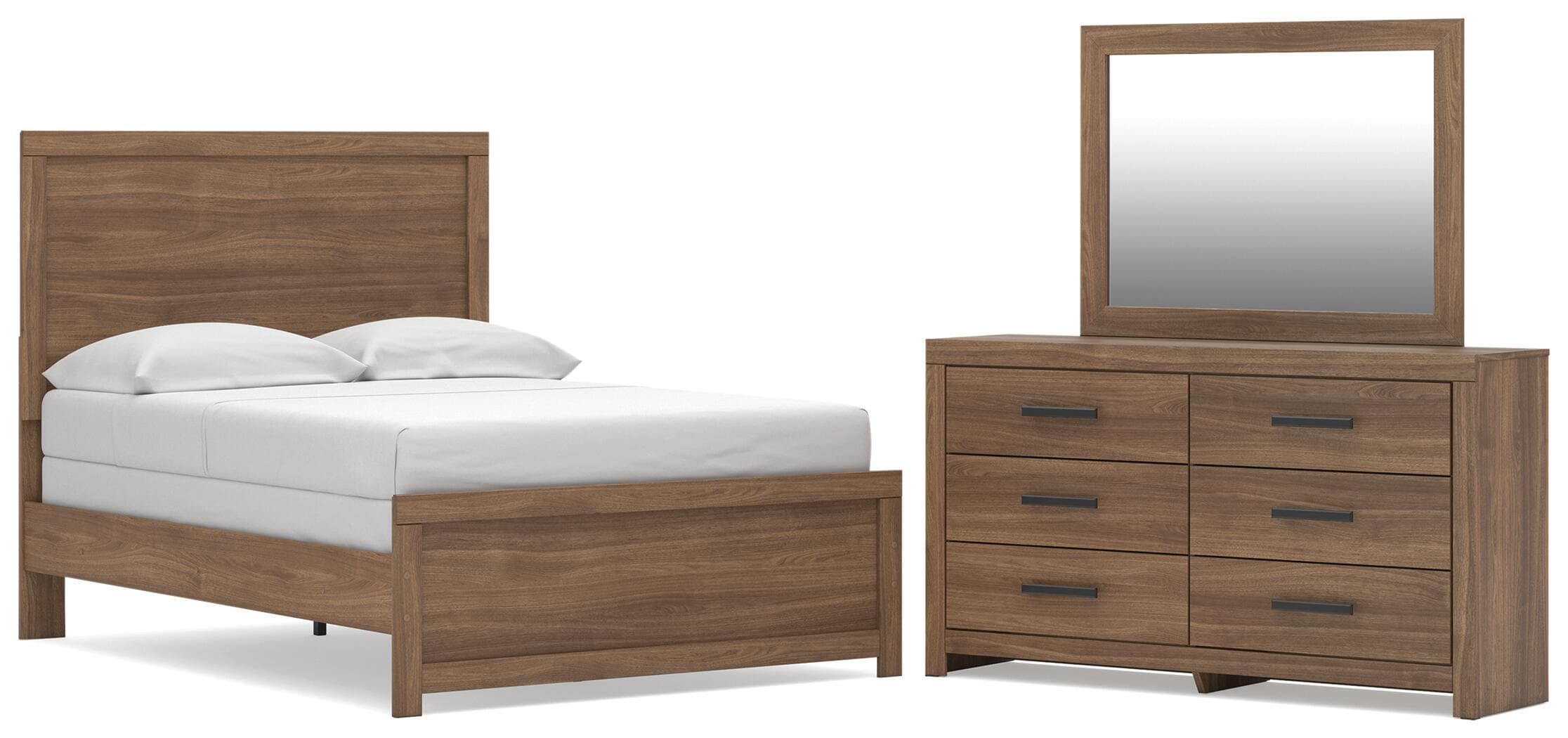 3 Pc. · Full Panel Bed, Dresser And Mirror · Auburn