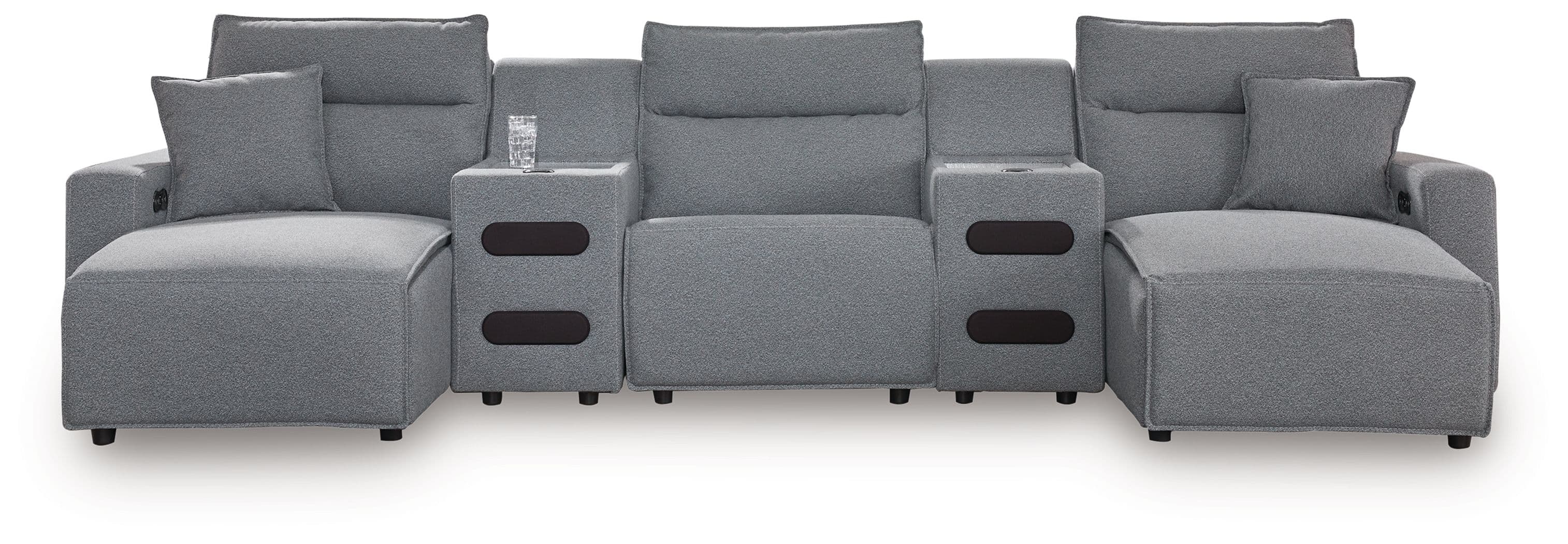 5-Piece Power Reclining Sectional With Double Chaise And 2 Audio Consoles · Salt And Pepper