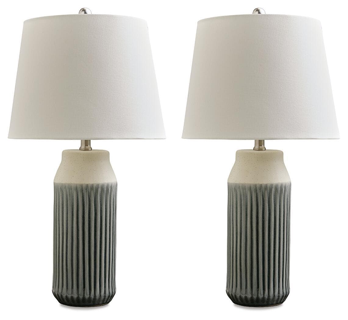 Afener - Ceramic Table Lamp (Set of 2) - Blue / Beige