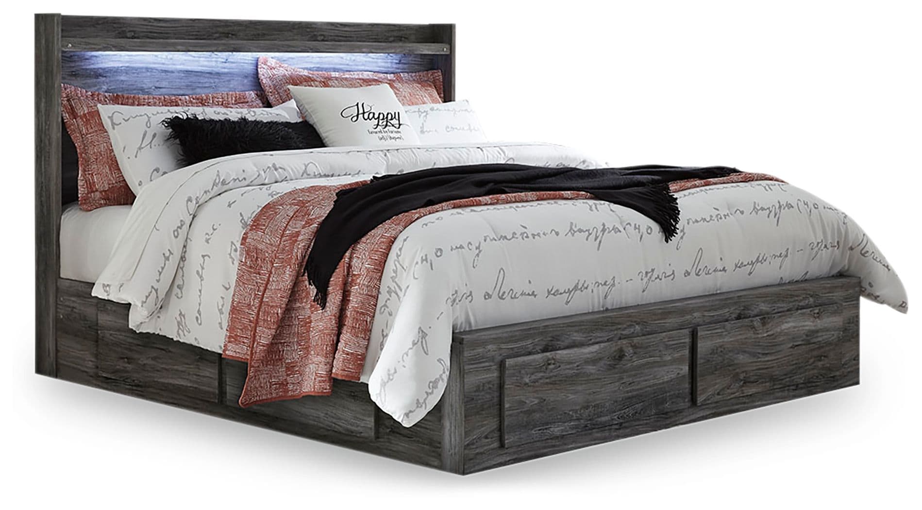 King Panel Bed With 6 Storage Drawers