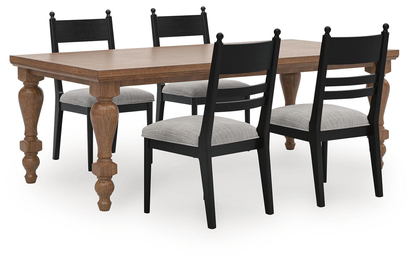 Greddinton - 5 Pc. - Dining Table And 4 Upholstered Side Chairs - Brown / Black