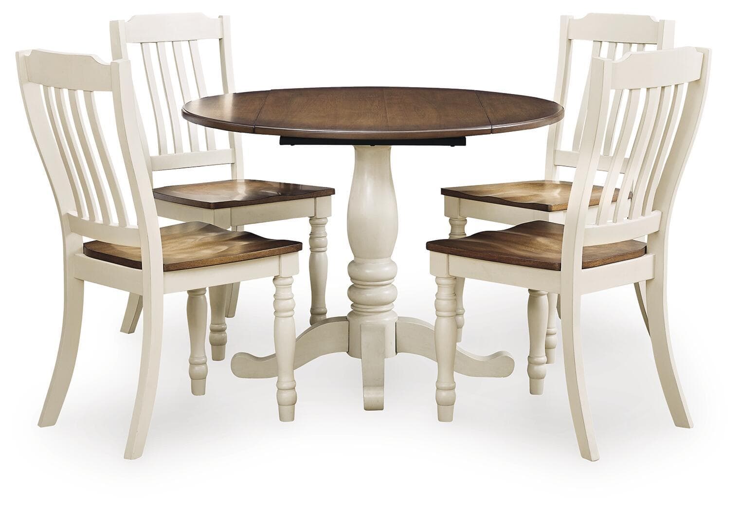 Wirloni - 5 Pc. - Dining Table And 4 Chairs - Antique White / Brown