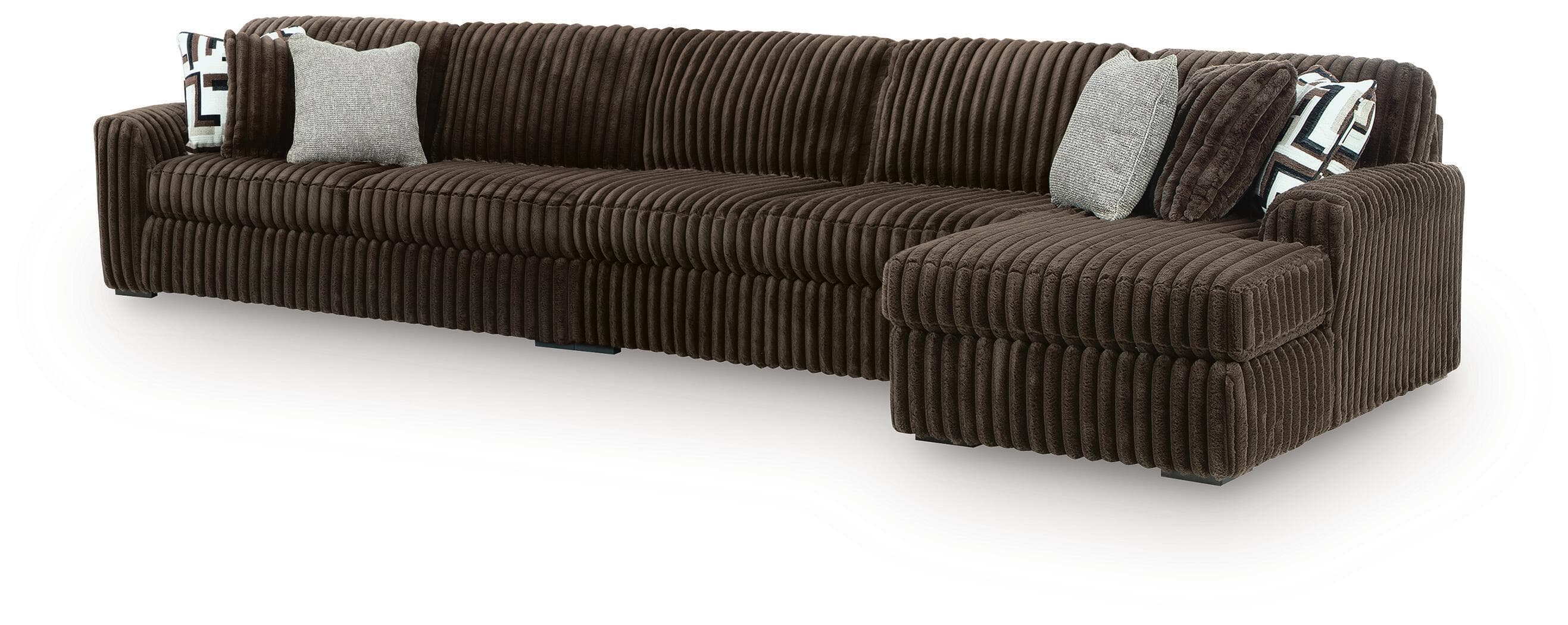 Midnight-Madness - 3-Piece Sectional With LAF Sofa And RAF Corner Chaise - Chocolate