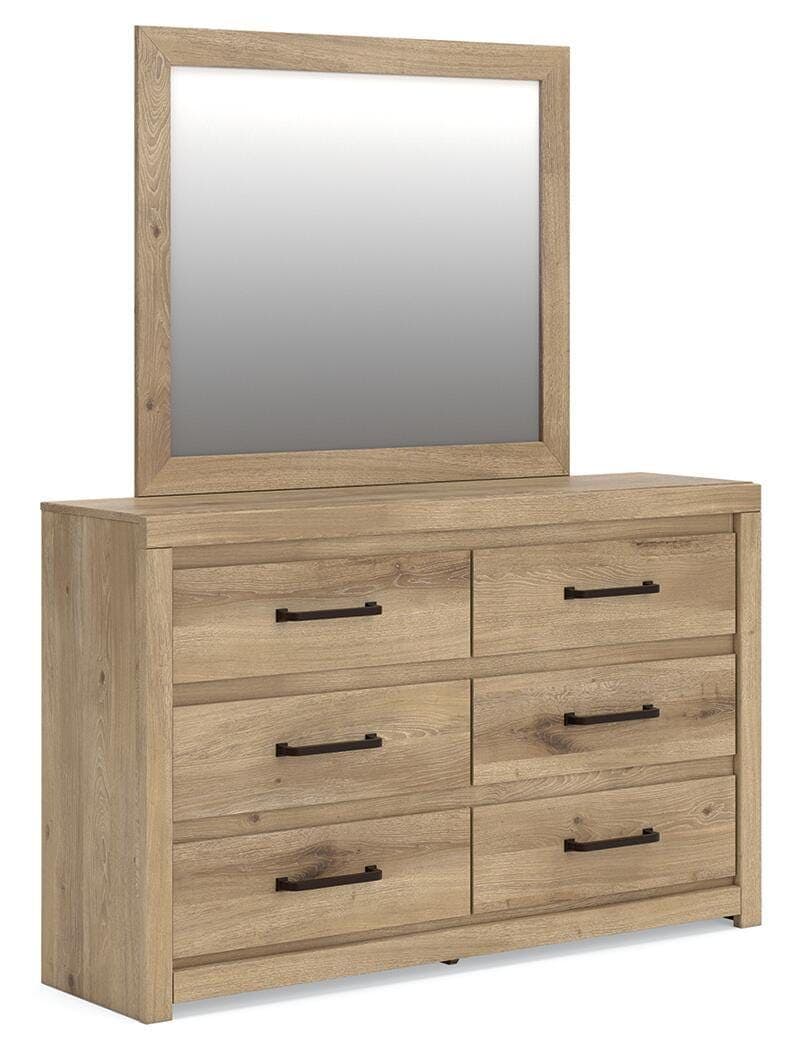 Brozmont - Dresser And Mirror - Tan