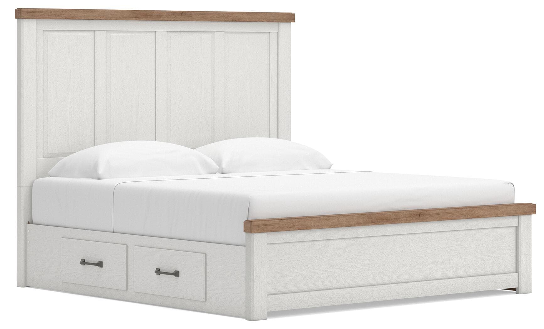 King Panel Bed With 2 Under Bed Storage Units