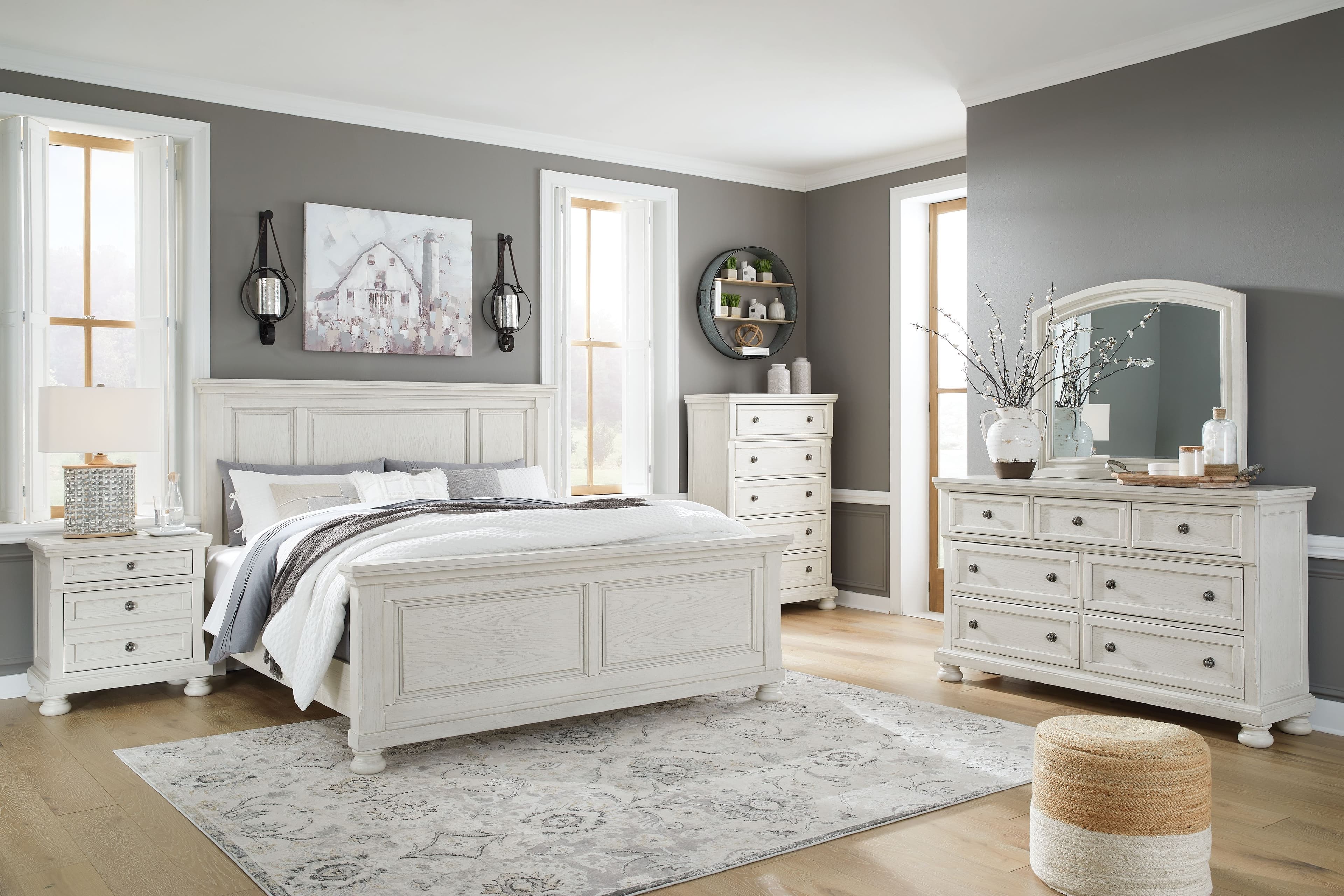 6 Pc. · Dresser, Mirror, Chest, California King Panel Bed