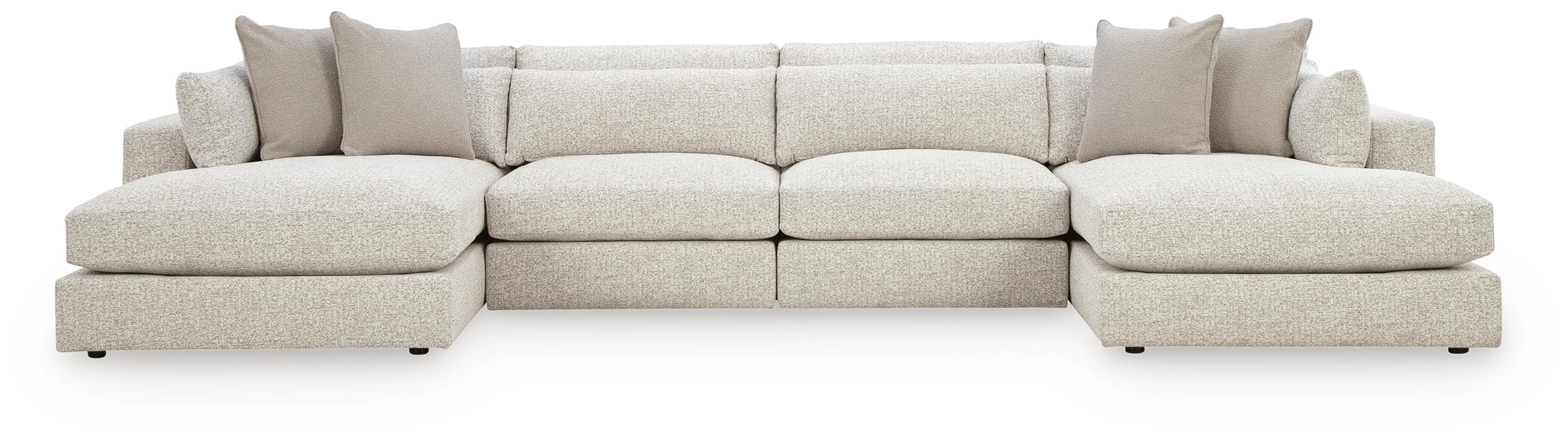 Ashbourne Estate - 4-Piece Double Chaise Sectional - Snowstone