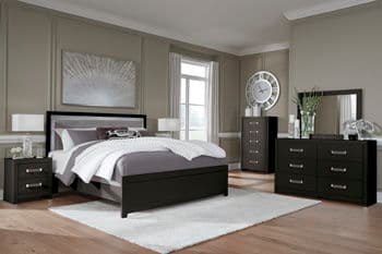 Queen Upholstered Panel Headboard · Black / Gray