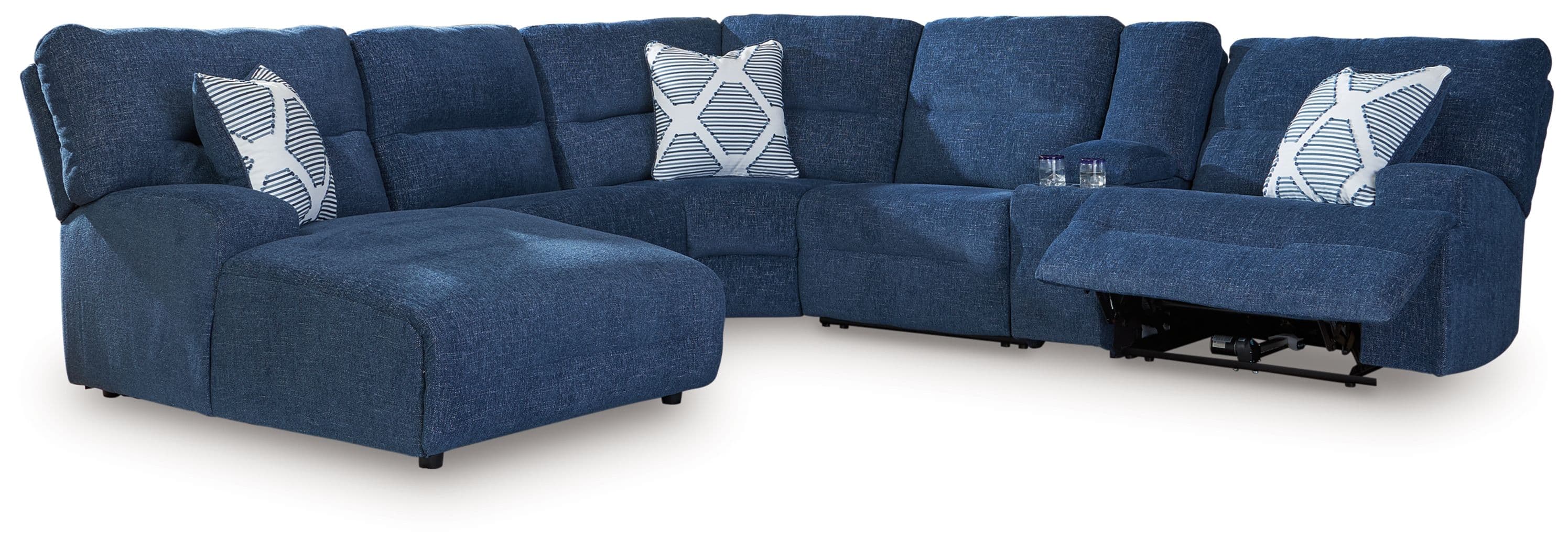 6-Piece Power Reclining Sectional With Laf Power Reclining Back Chaise · Navy