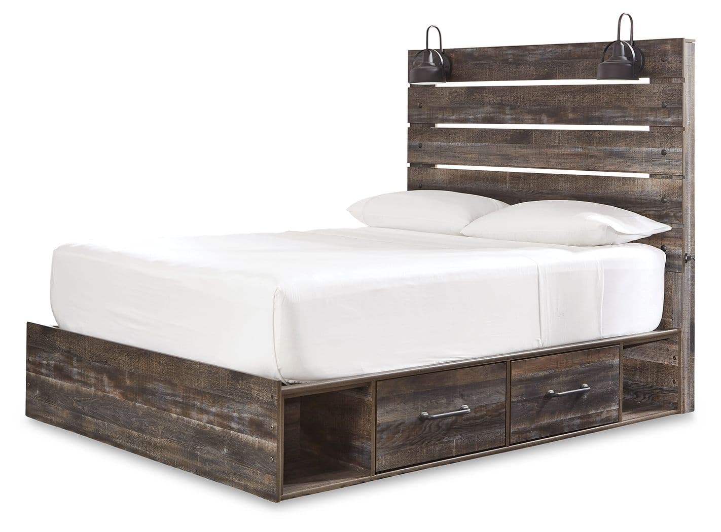 Queen Panel Bed With 4 Side Drawers