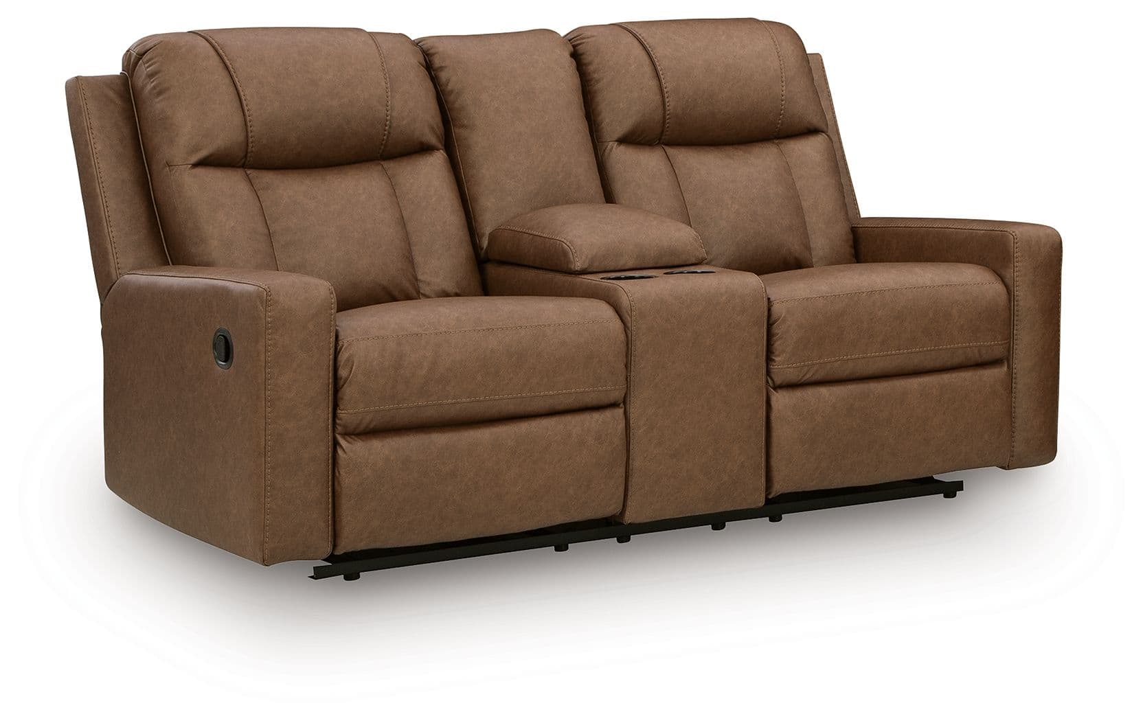 Mackmenville - Double Reclining Loveseat With Console - Caramel