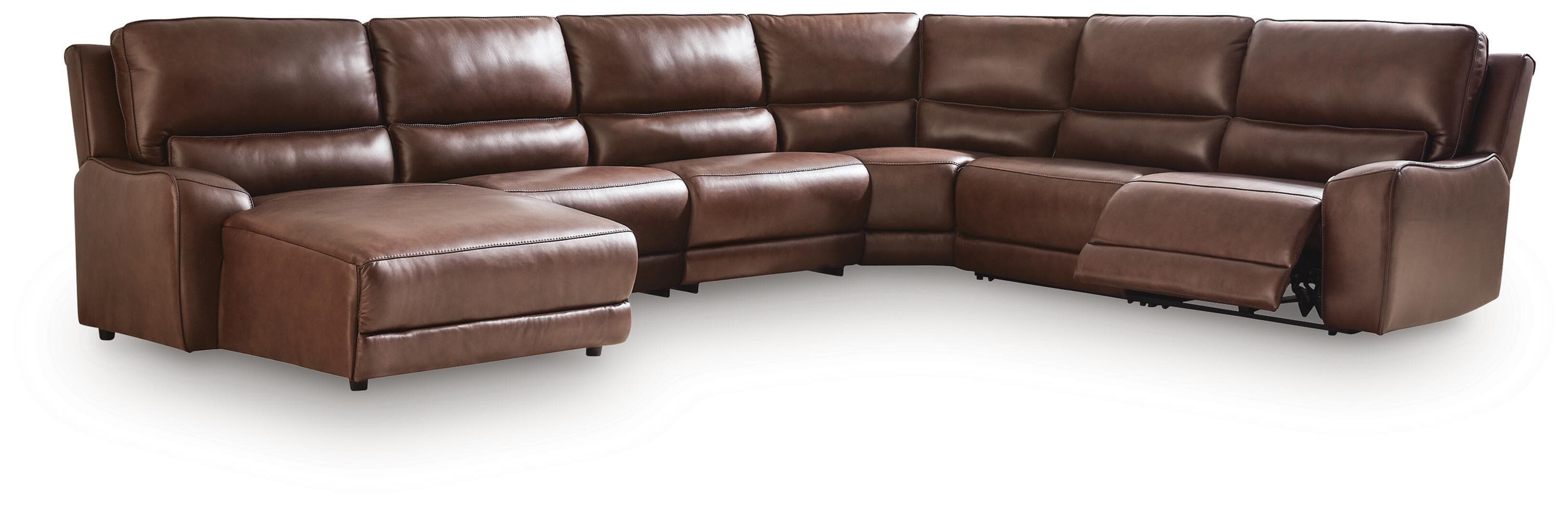 DeepWakes - 6-Piece Power Reclining Sectional With LAF Press Back Power Chaise - Canyon
