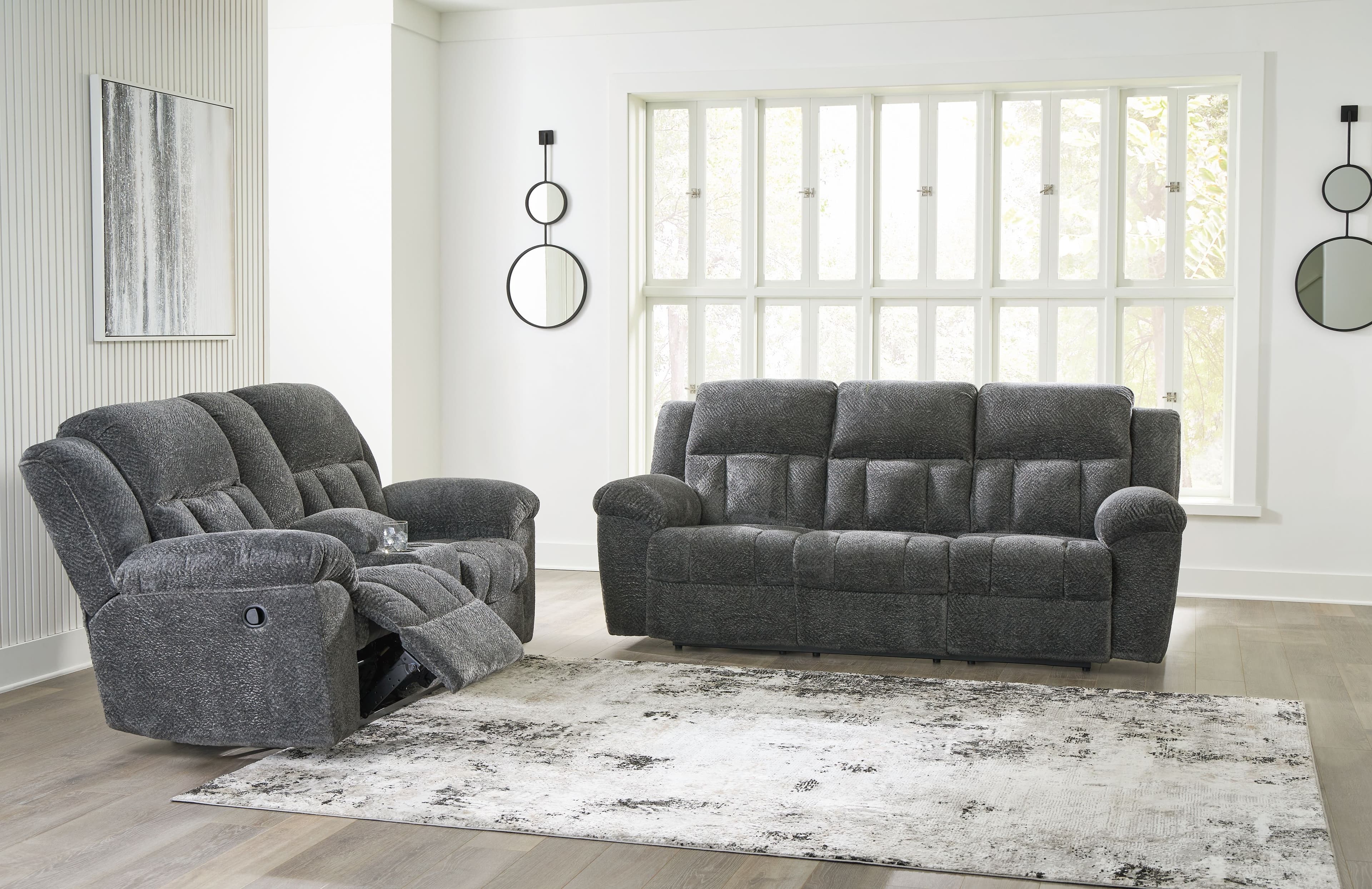 2 Pc. · Reclining Sofa, Reclining Loveseat With Console · Graphite