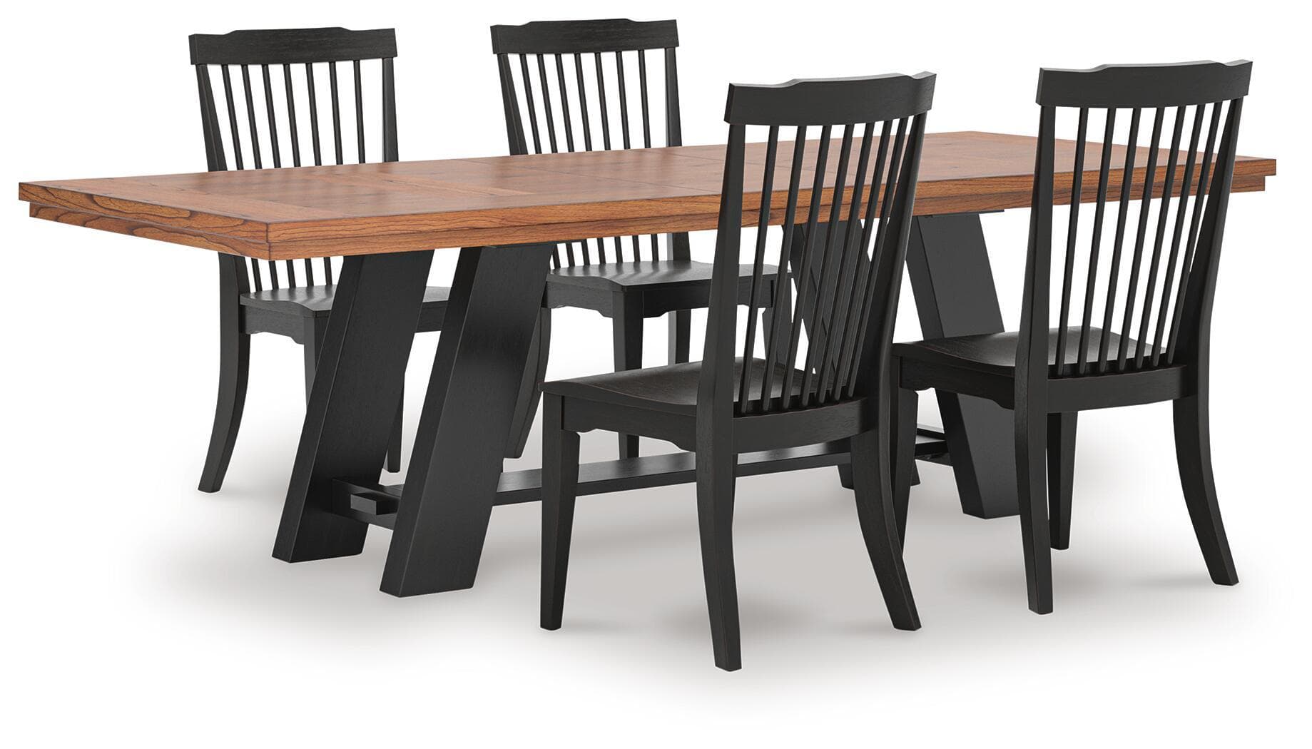 Greddinton - 5 Pc. - Extension Dining Table And 4 Dining Room Side Chairs - Brown / Black