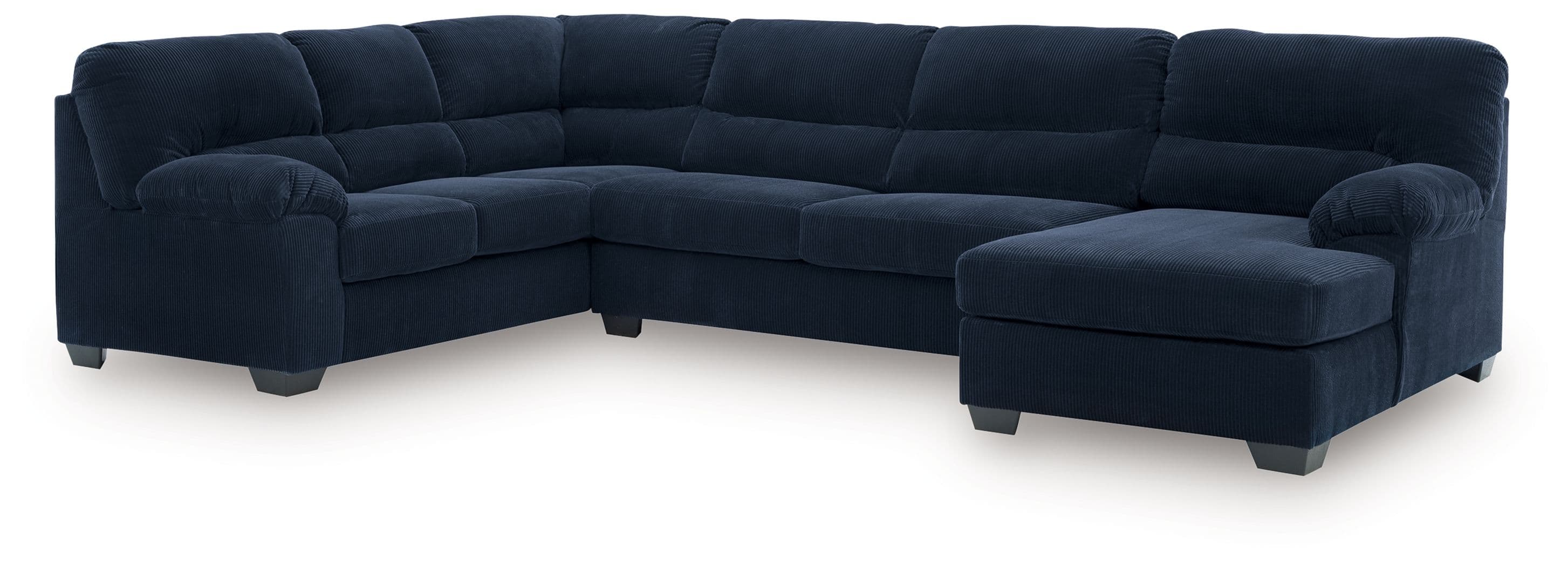 SimpleJoy - 3-Piece Sectional With RAF Corner Chaise - Navy