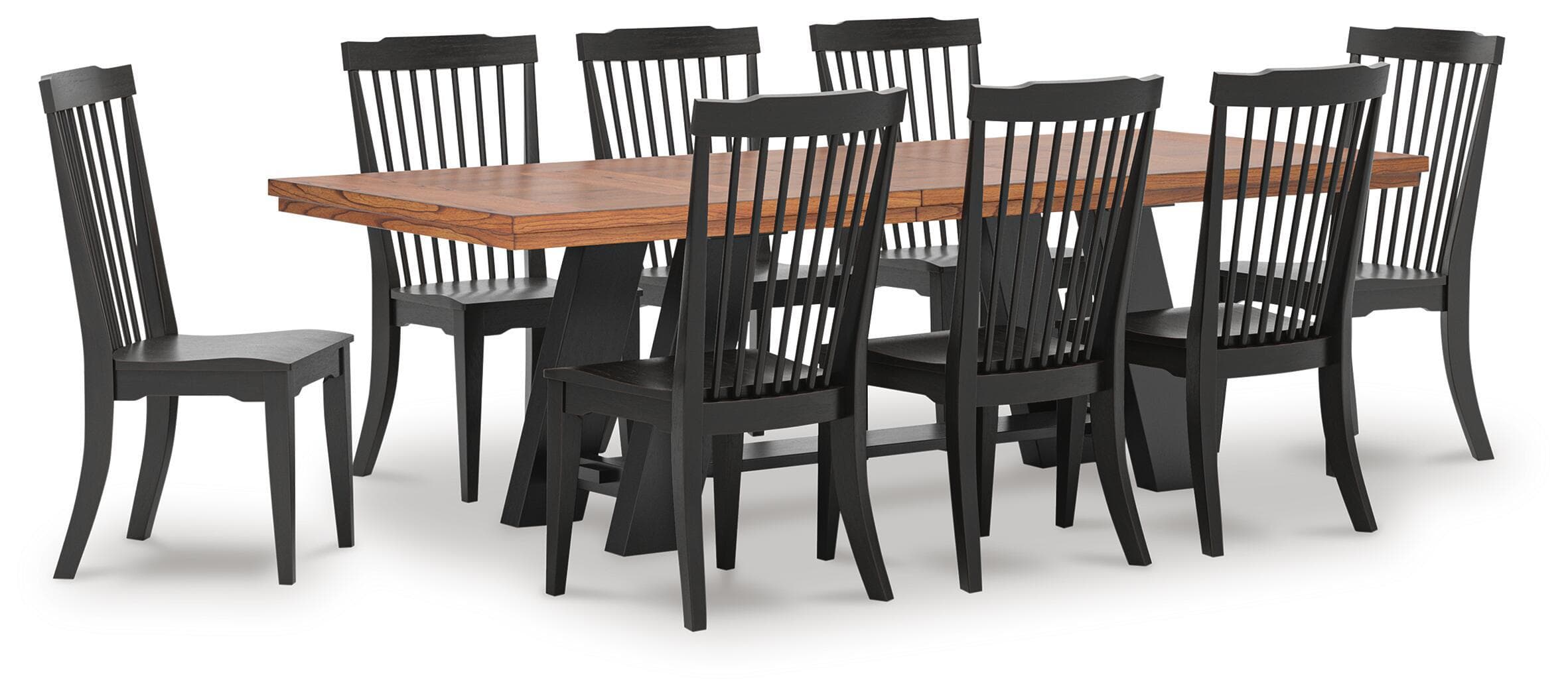 Greddinton - 9 Pc. - Extension Dining Table And 8 Dining Room Side Chairs - Brown / Black