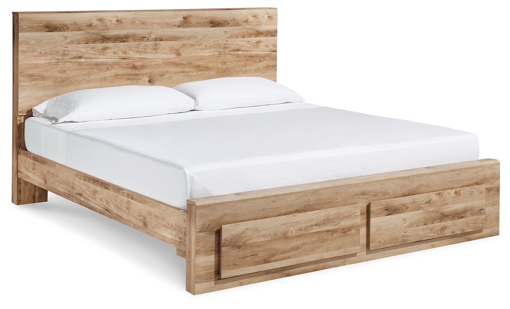 Queen Panel Bed With Footboard Storage · Tan