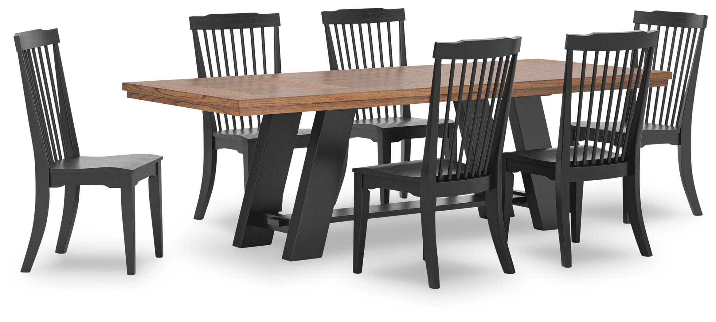 Greddinton - 7 Pc. - Extension Dining Table And 6 Dining Room Side Chairs - Brown / Black